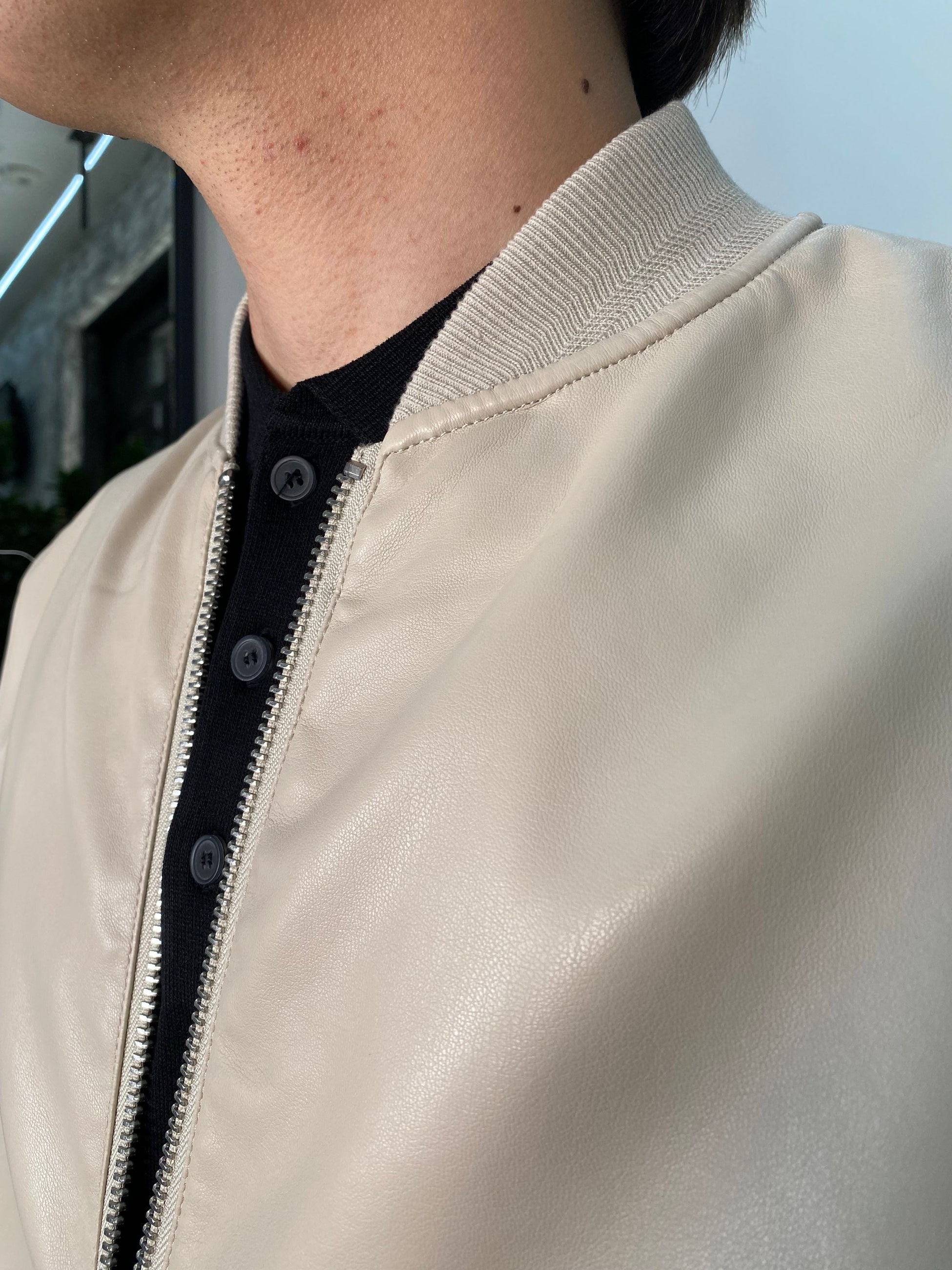GIUBBINO COLLEGE IN ECOPELLE CON ELASTICO AL FONDO - REGULAR FIT GL9731-S25.ICE