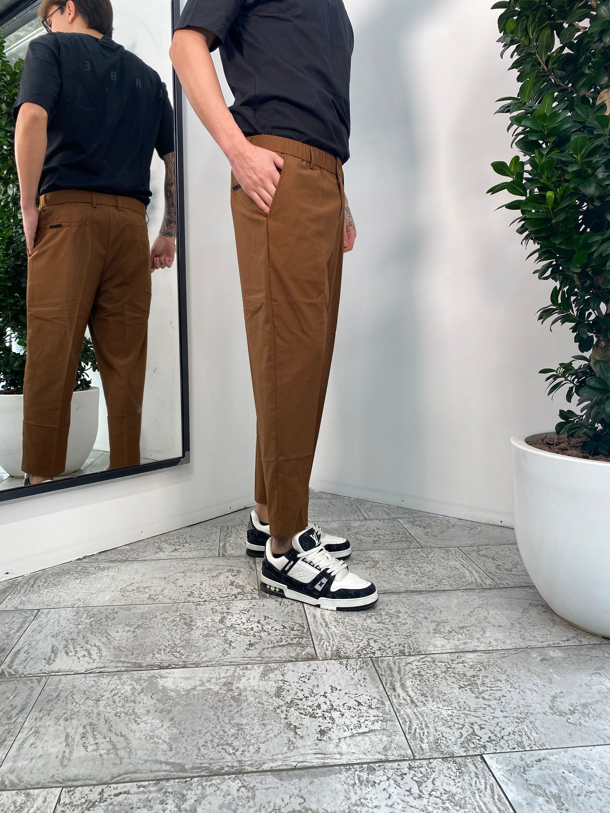 PANTALONE WIDE LEG CON TASCA AMERICA E PINCE LUNGA - COULISSE IN VITA - RELAXED FIT GLW019G-S25.TAB