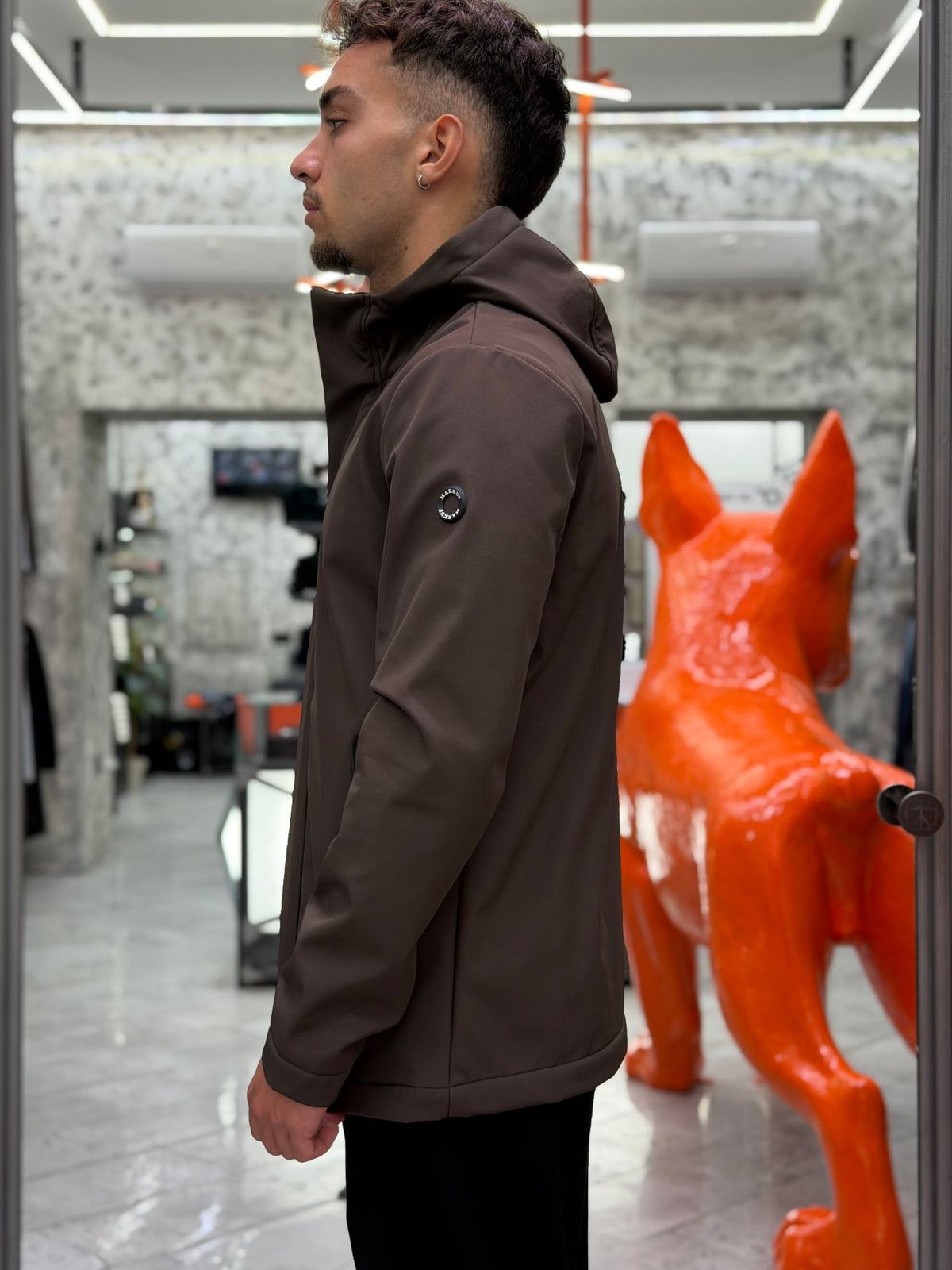 PARKA CORTO IN TESSUTO SOFTSHELL ANTIPIOGGIA E ANTIVENTO - REGULAR FIT MK9940016.MOR