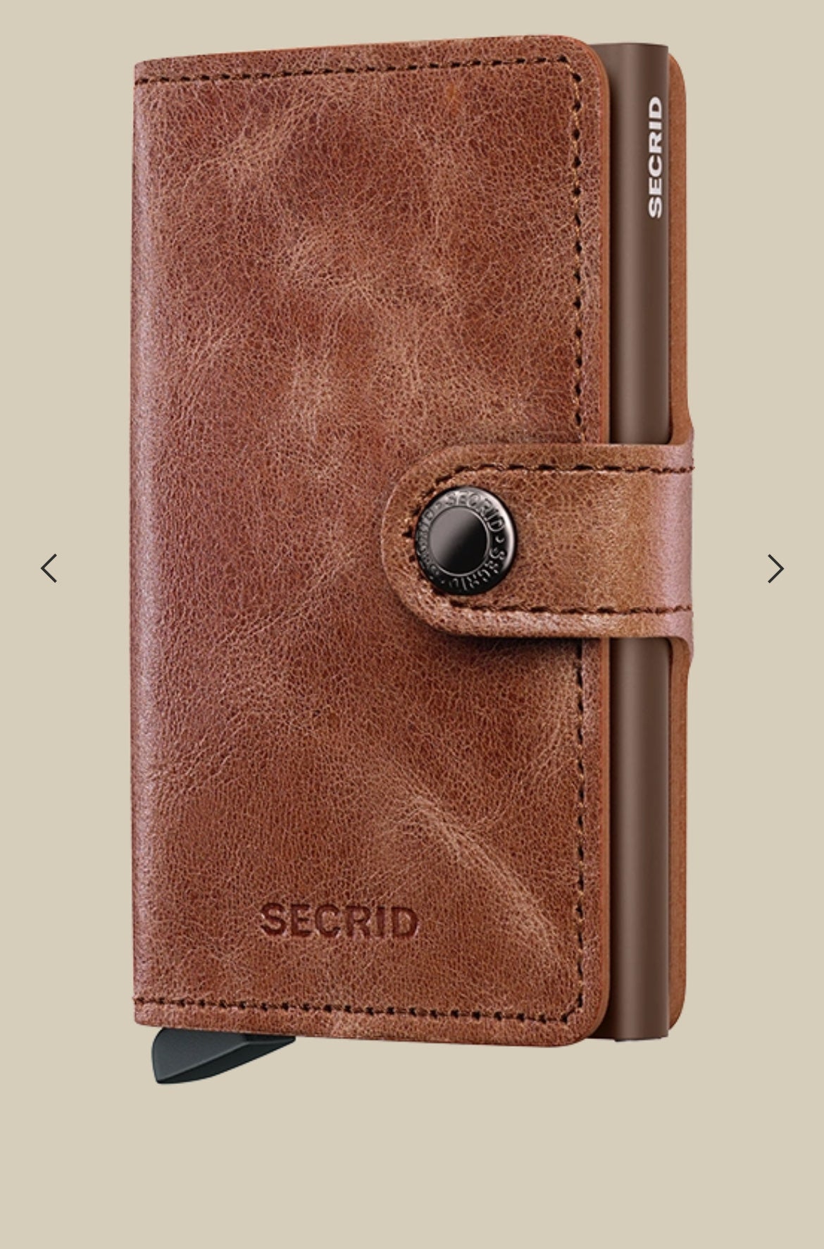 MINIWALLET PORTA CARTE E BANCONOTE IN MORBIDA PELLE VINTAGE CON CUCITURE IN CONTRASTO MV-COGNAC-BROWN