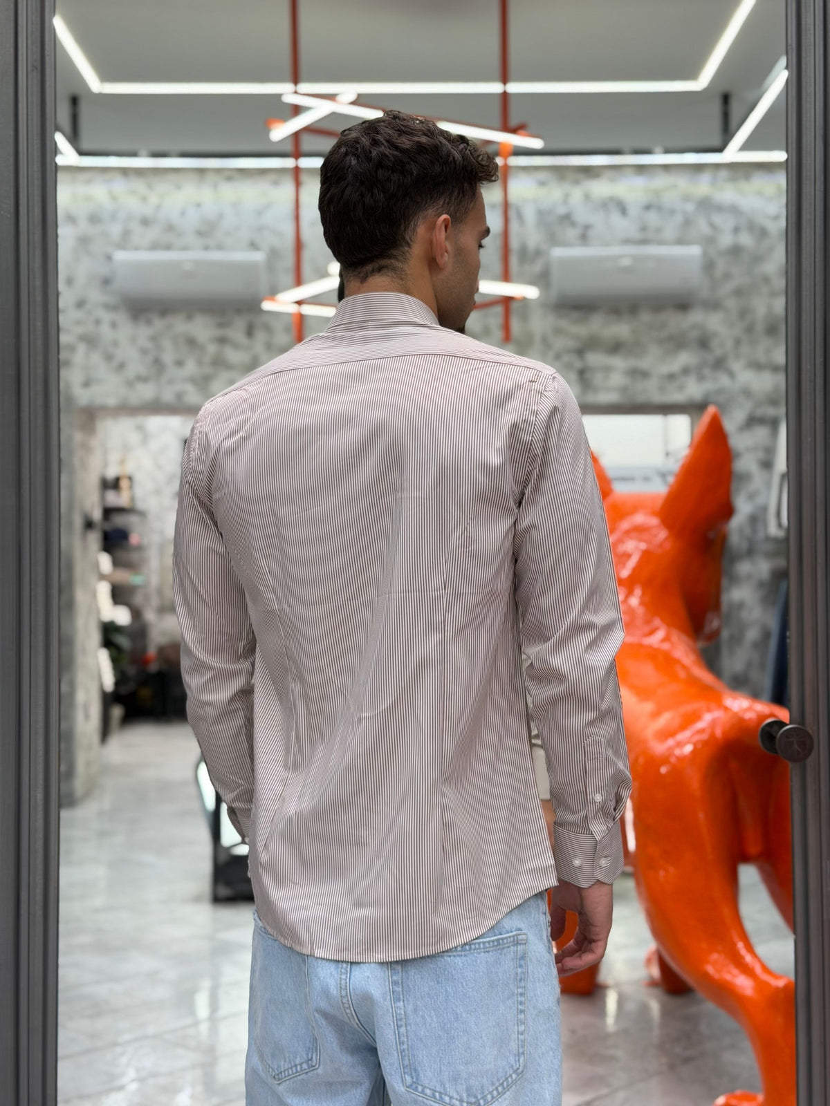CAMICIA NO STIRO COLLO ITALIANO A RIGHE STRETTE - SLIM FIT 6603.TAB