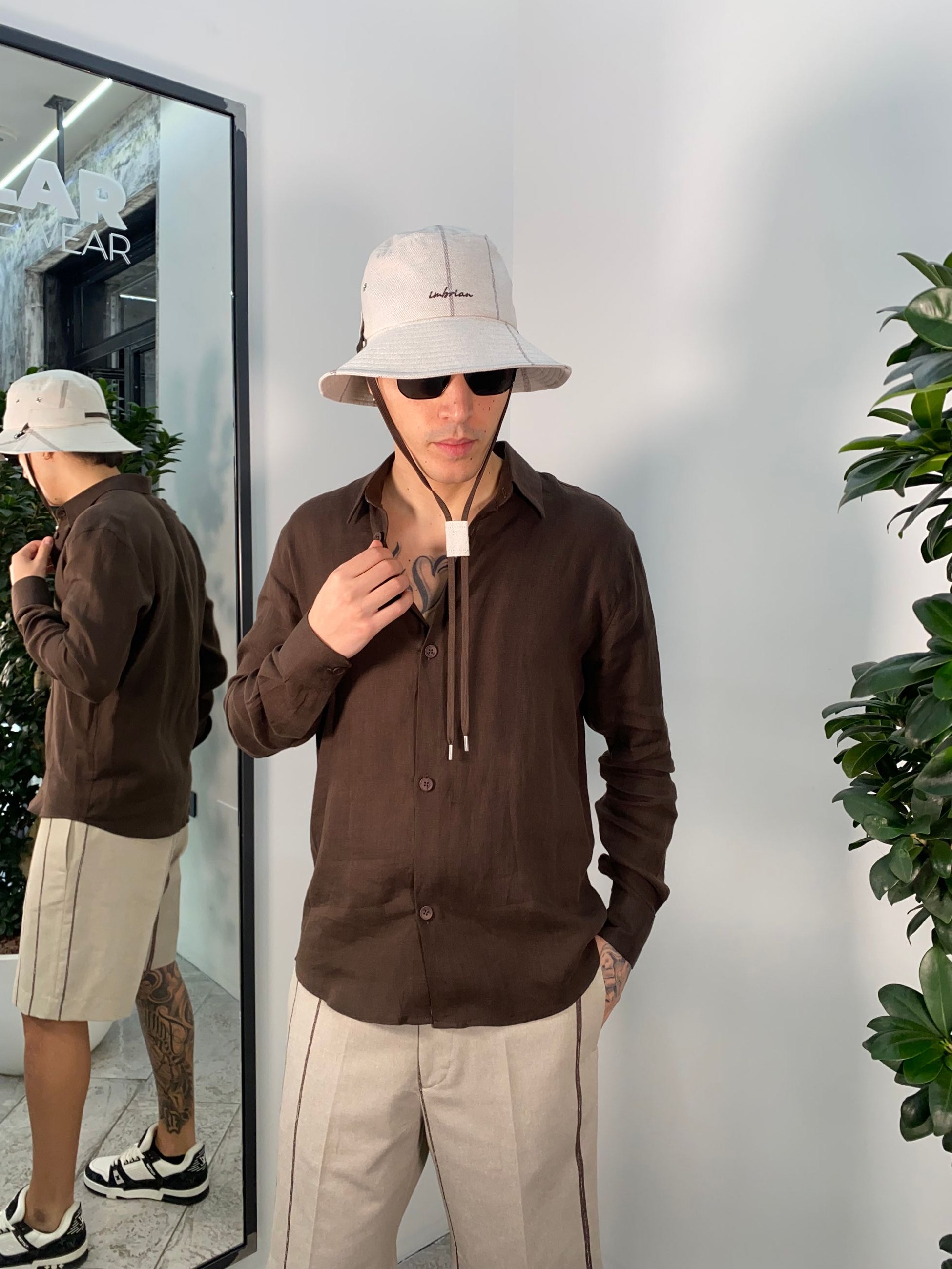 CAPPELLO BUCKET CON LACCIO MOTIVO RIGHE CAP3378