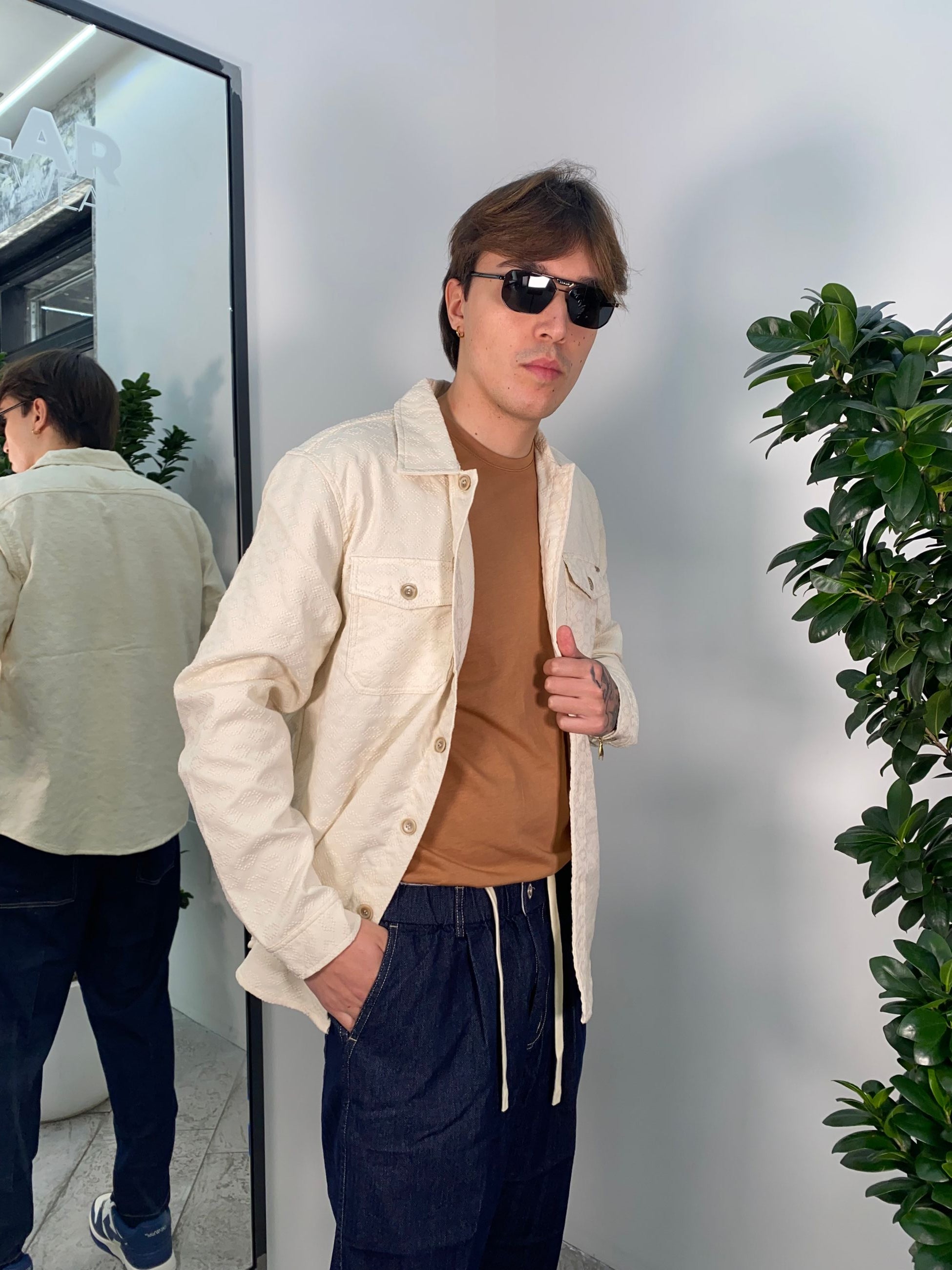 OVERSHIRT CON TASCHE A TOPPA E MICRO RICAMI - REGULAR FIT GL5183BD.PAN
