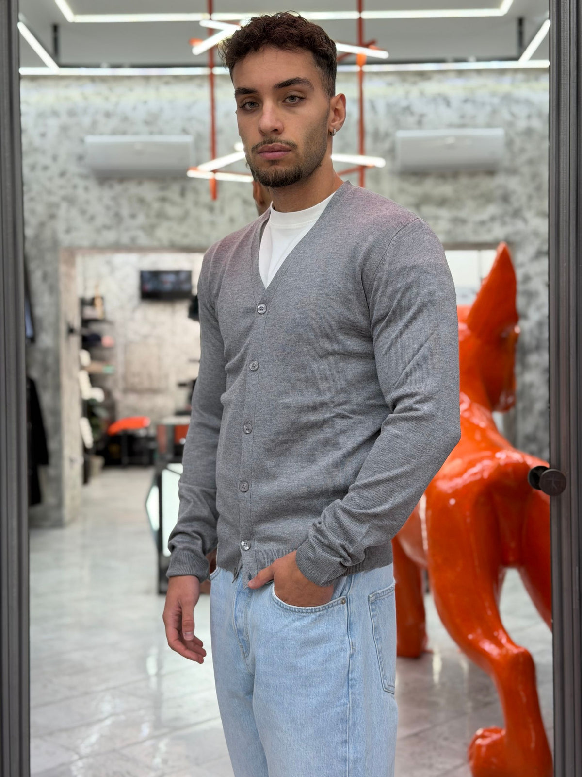 CARDIGAN BASIC IN MORBIDA VISCOSA - REGULAR FIT MI3335SS.GRI