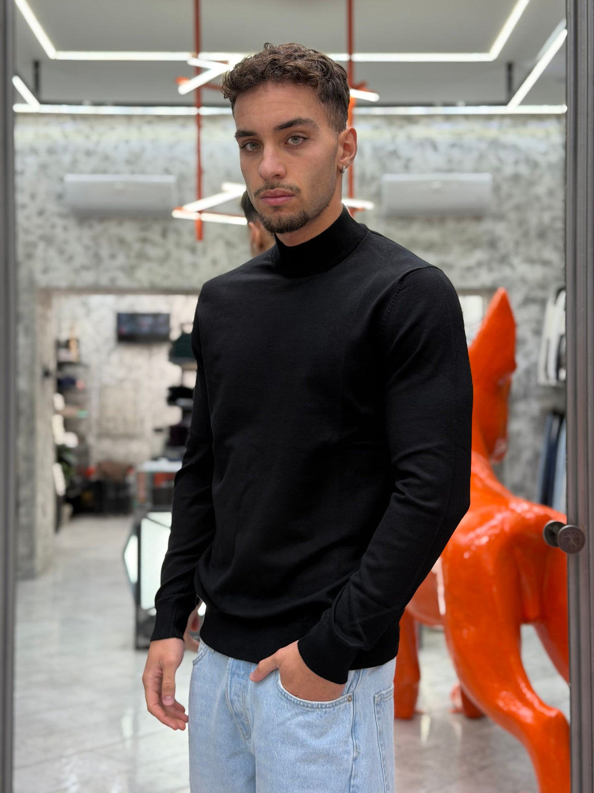 MAGLIA LUPETTO FINEZZA 12 IN MORBIDA VISCOSA - SLIM FIT MK20012-26.NER