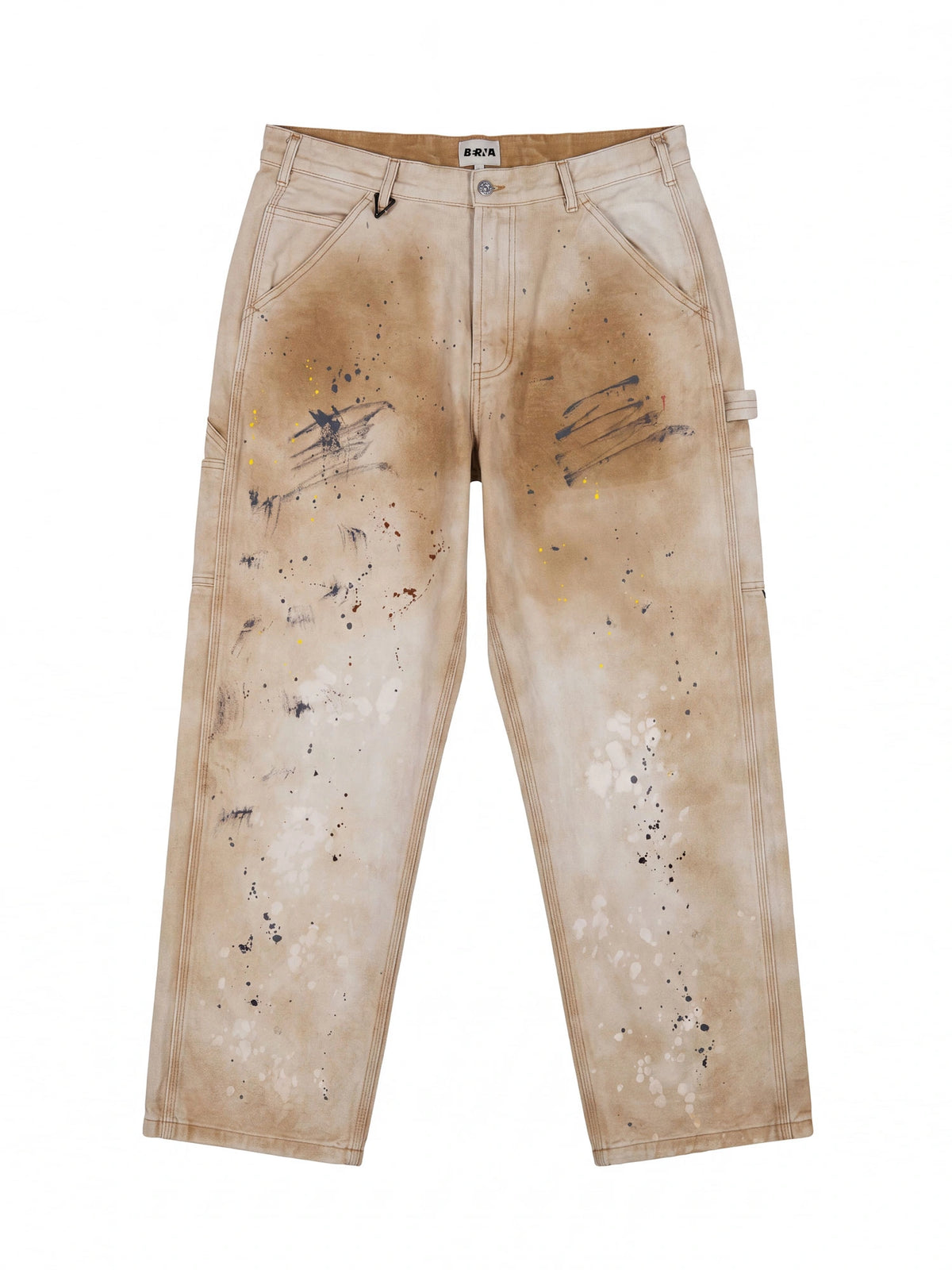 JEANS CARPENTER SAND WASH CON DETTAGLI WORK E SCHIZZI DI VERNICE ALLOVER - WORK FIT M-262398
