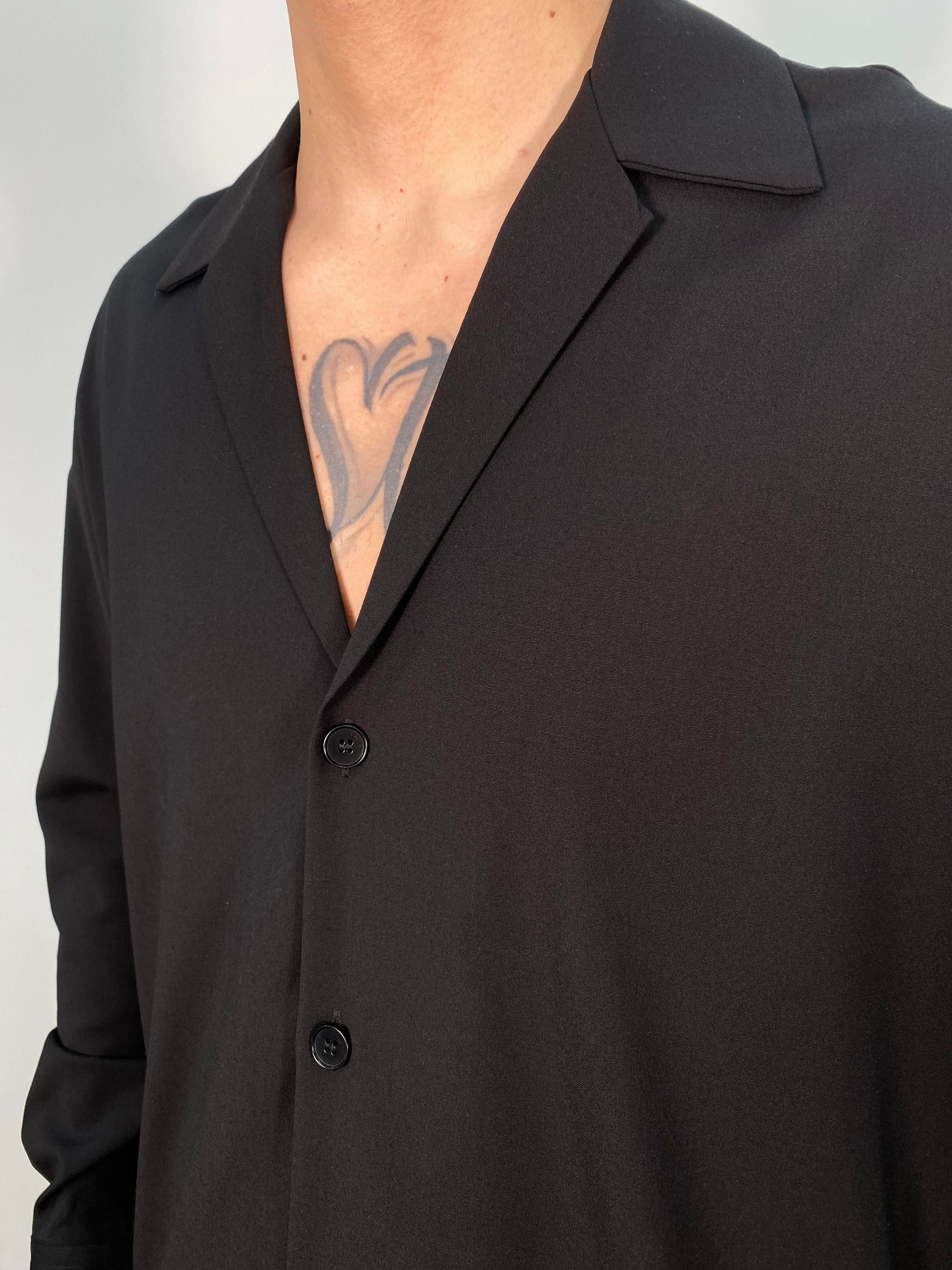 GIACCA CAMICIA IN POLIVISCOSA CON COLLO BOWLING - REGULAR FIT CA3286.NER
