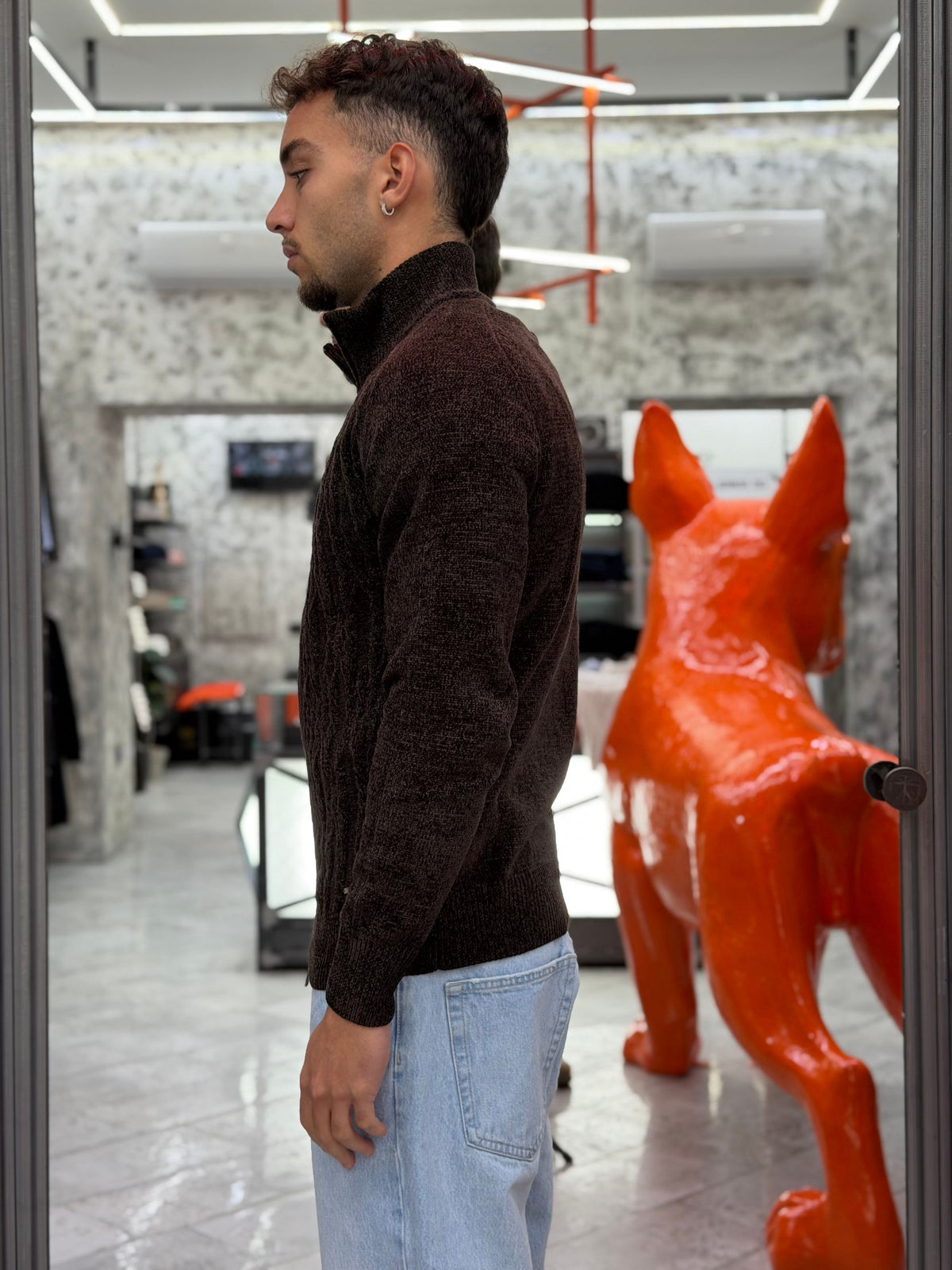 MAGLIA FULL ZIP TRAMA TRECCE - REGULAR FIT GL35634.COF
