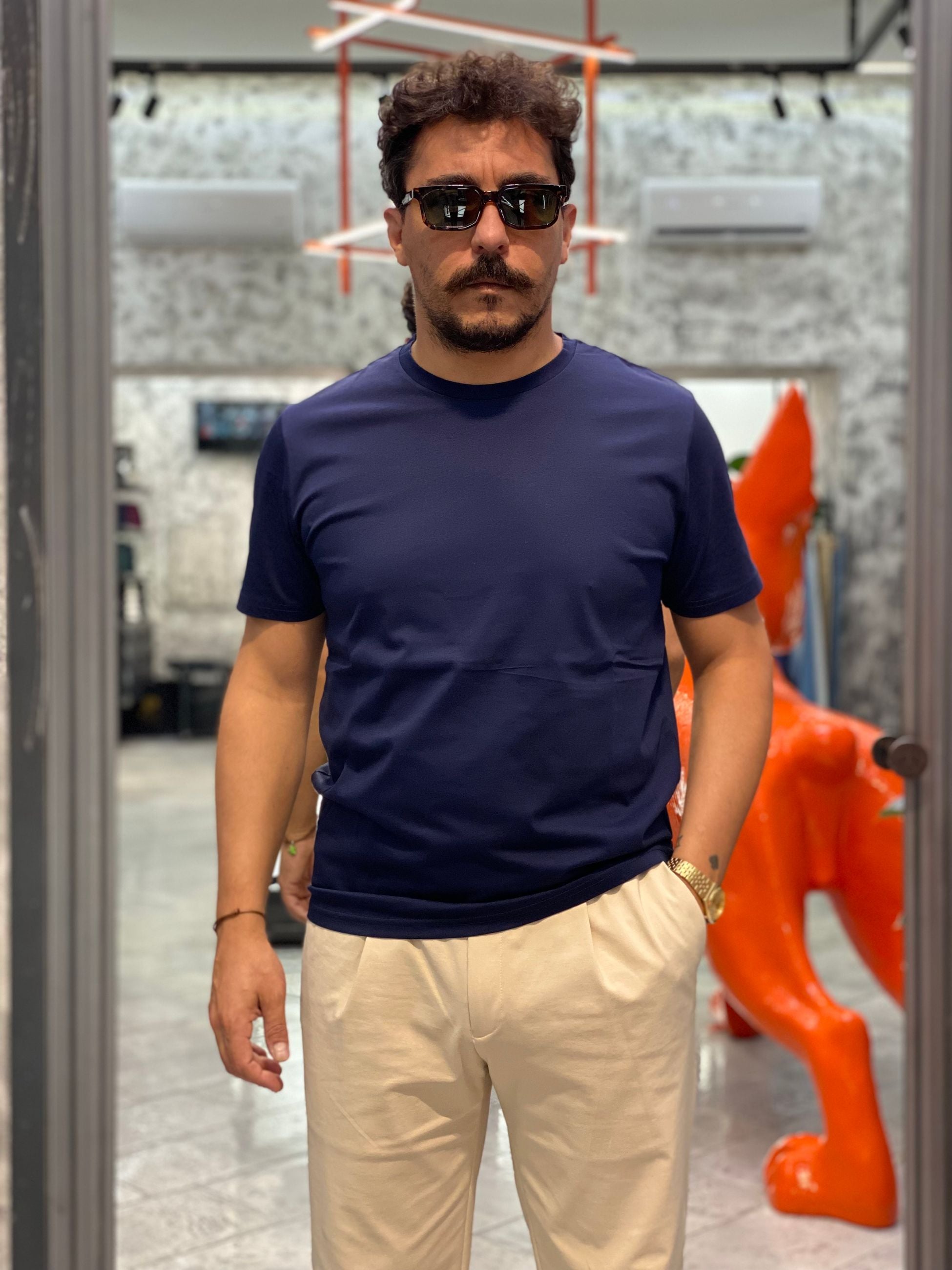 T-SHIRT IN PREGIATO ED ELEGANTE COTONE MERCERIZZATO - REGULAR FIT MK9910094.BLU