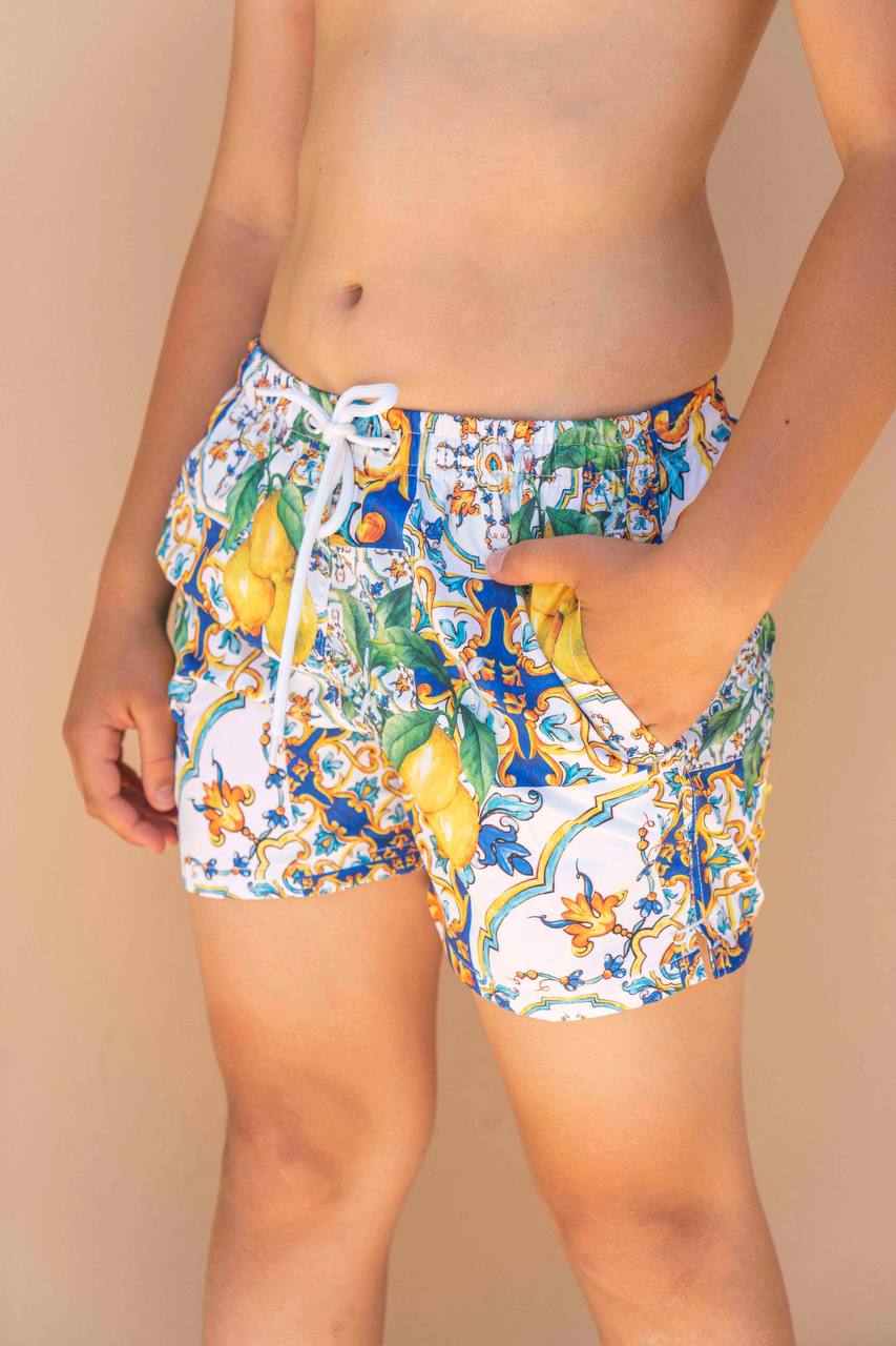 COSTUME BIMBO MODELLO BOXER FANTASIA MAIOLICA CAPRESE E LIMONI - REGULAR FIT