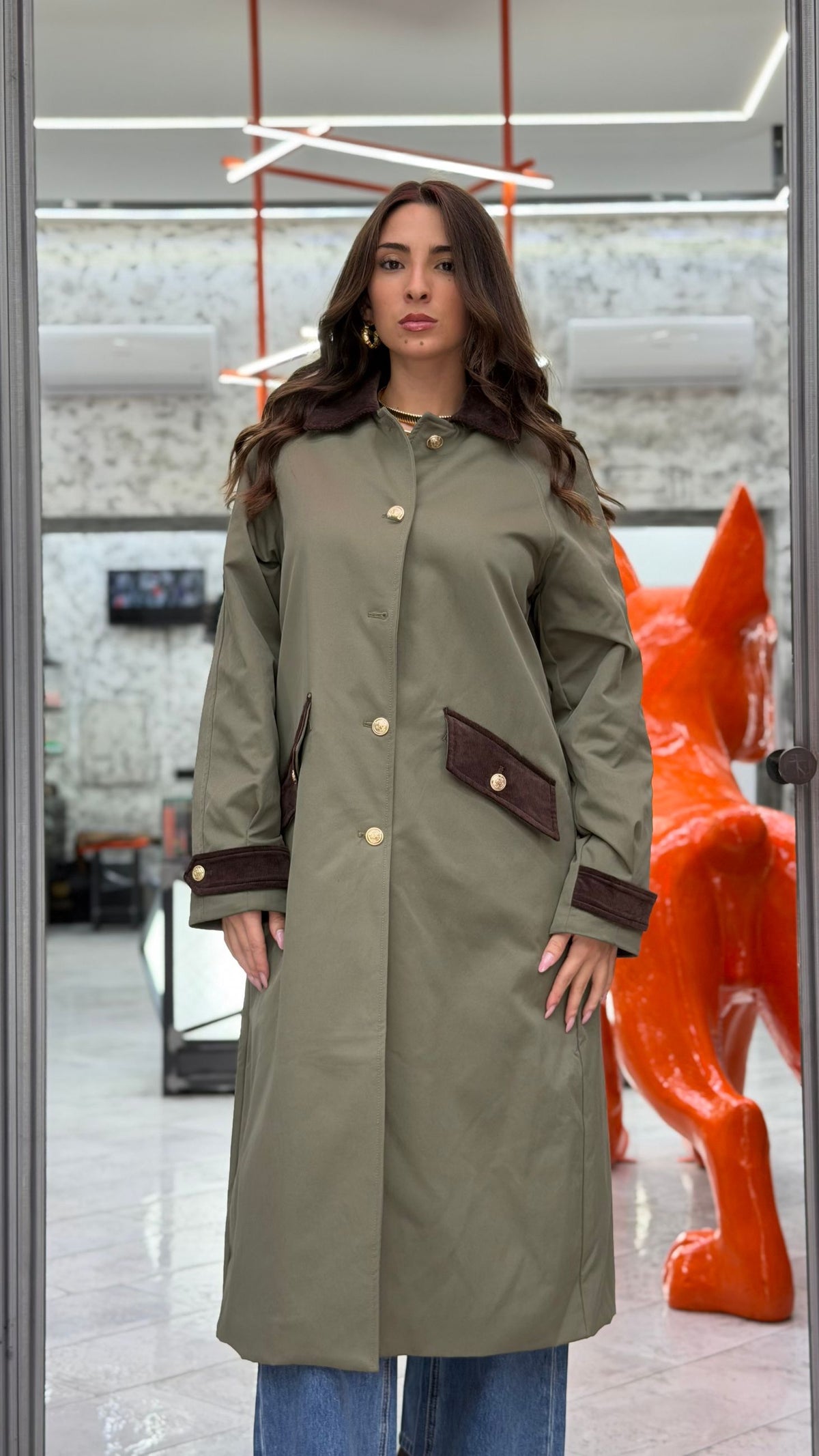 PARKA LUNGO MODELLO BARBOUR - REGULAR FIT GLD9013JW.MIL