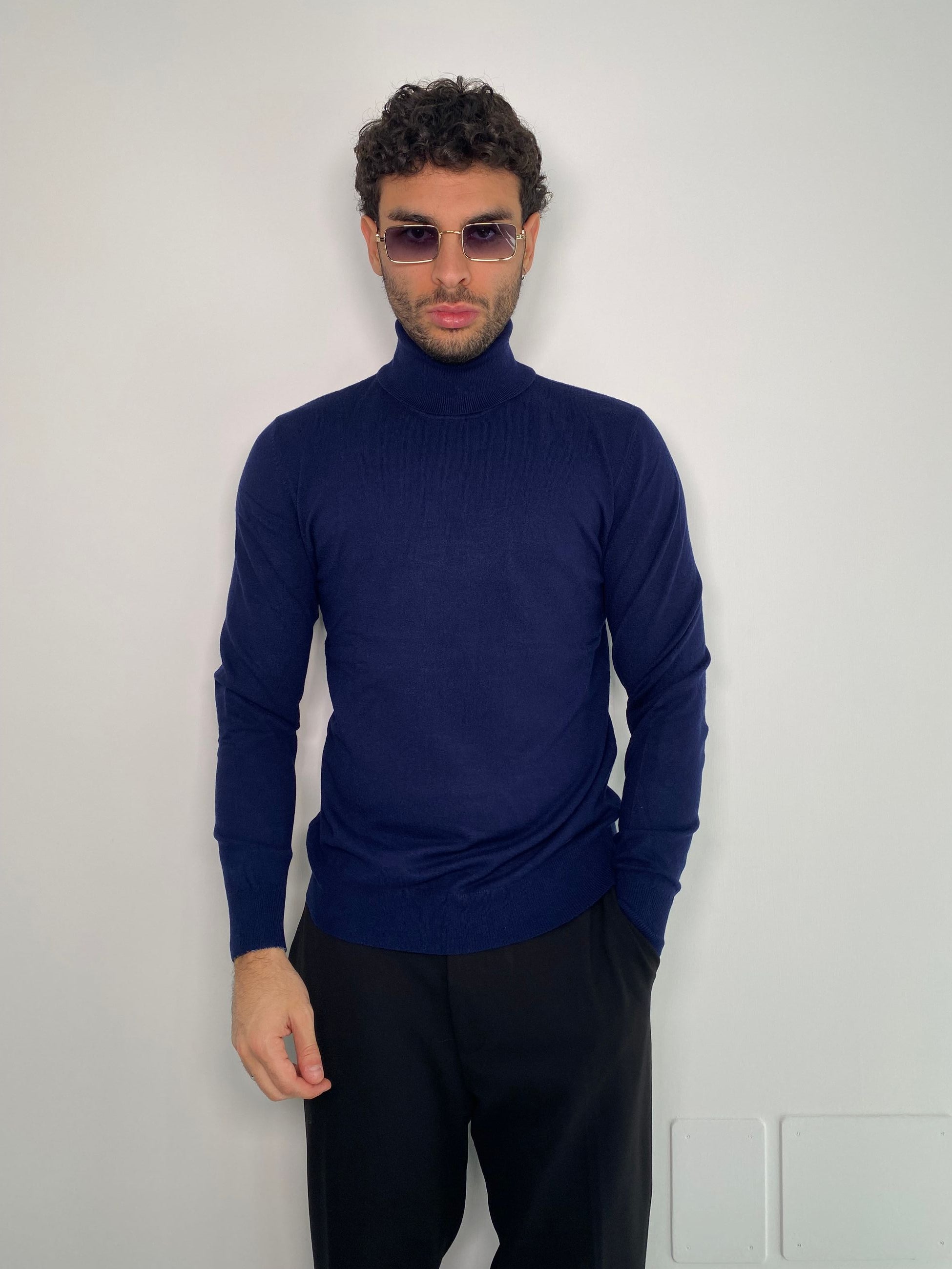 MAGLIA DOLCEVITA BASIC IN MISTO VISCOSA - SLIM FIT