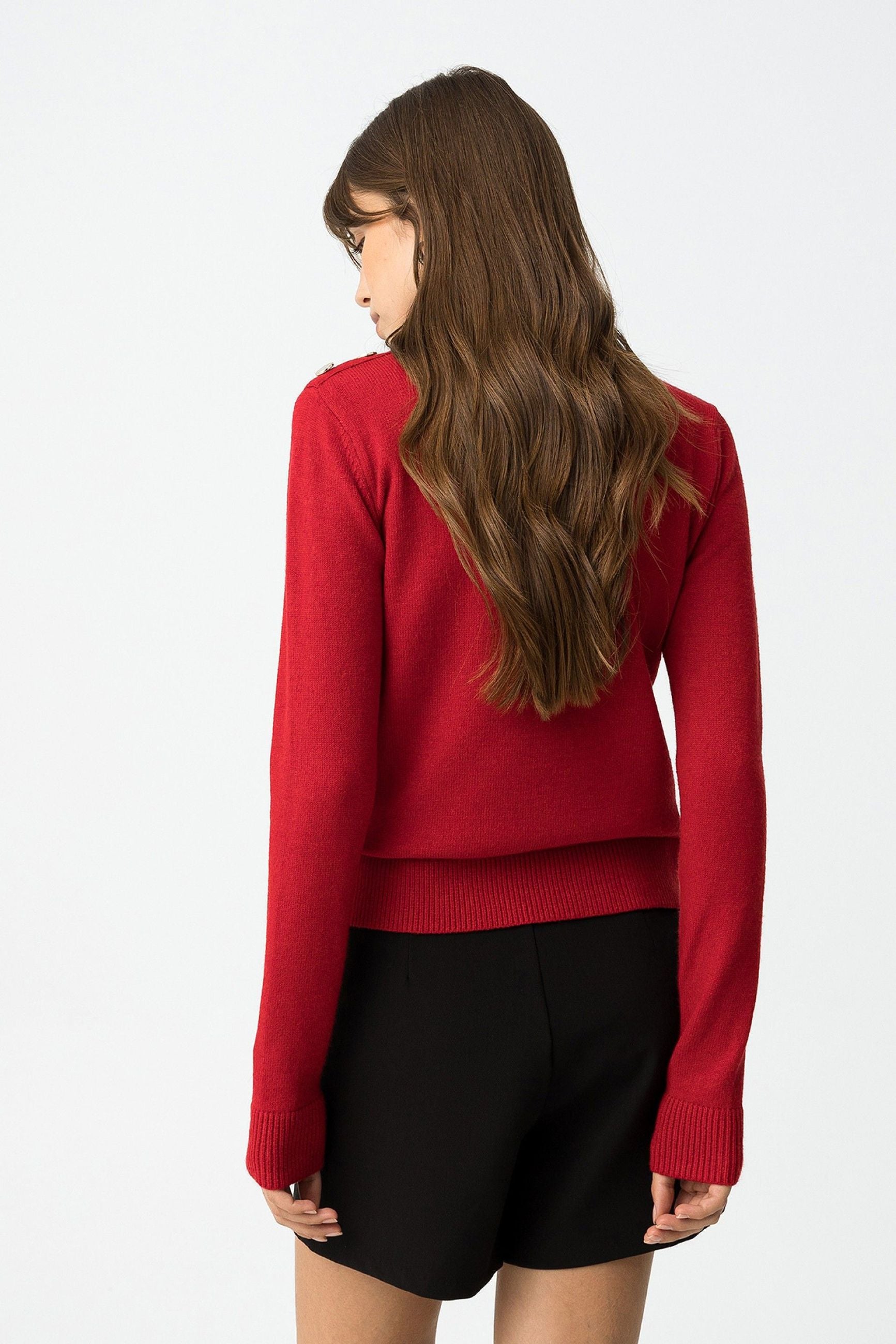 MAGLIONE BAUHAUS LUPETTO CON BOTTONI METALLICI SULLE SPALLE - SLIM FIT 10061611.ROS