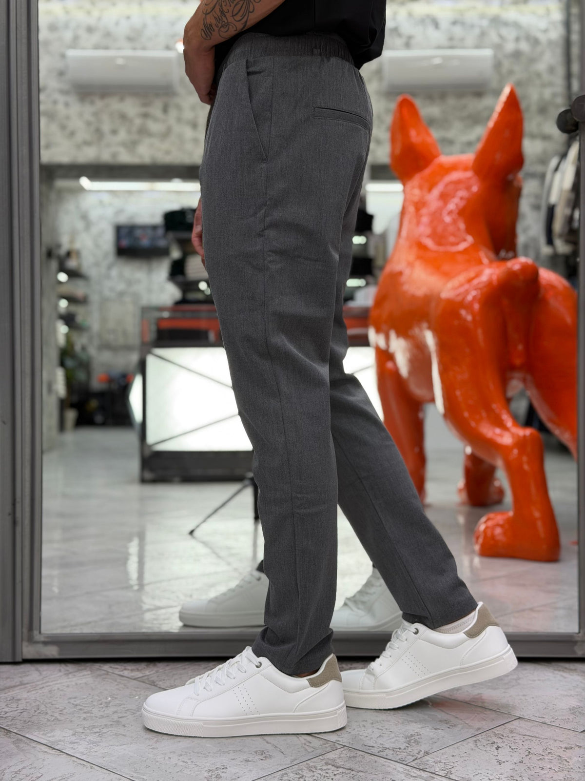 PANTALACCIO LEONARD IN TESSUTO ELEGANTE ELASTICIZZATO - REGULAR FIT GL5107BD-F26.GRI
