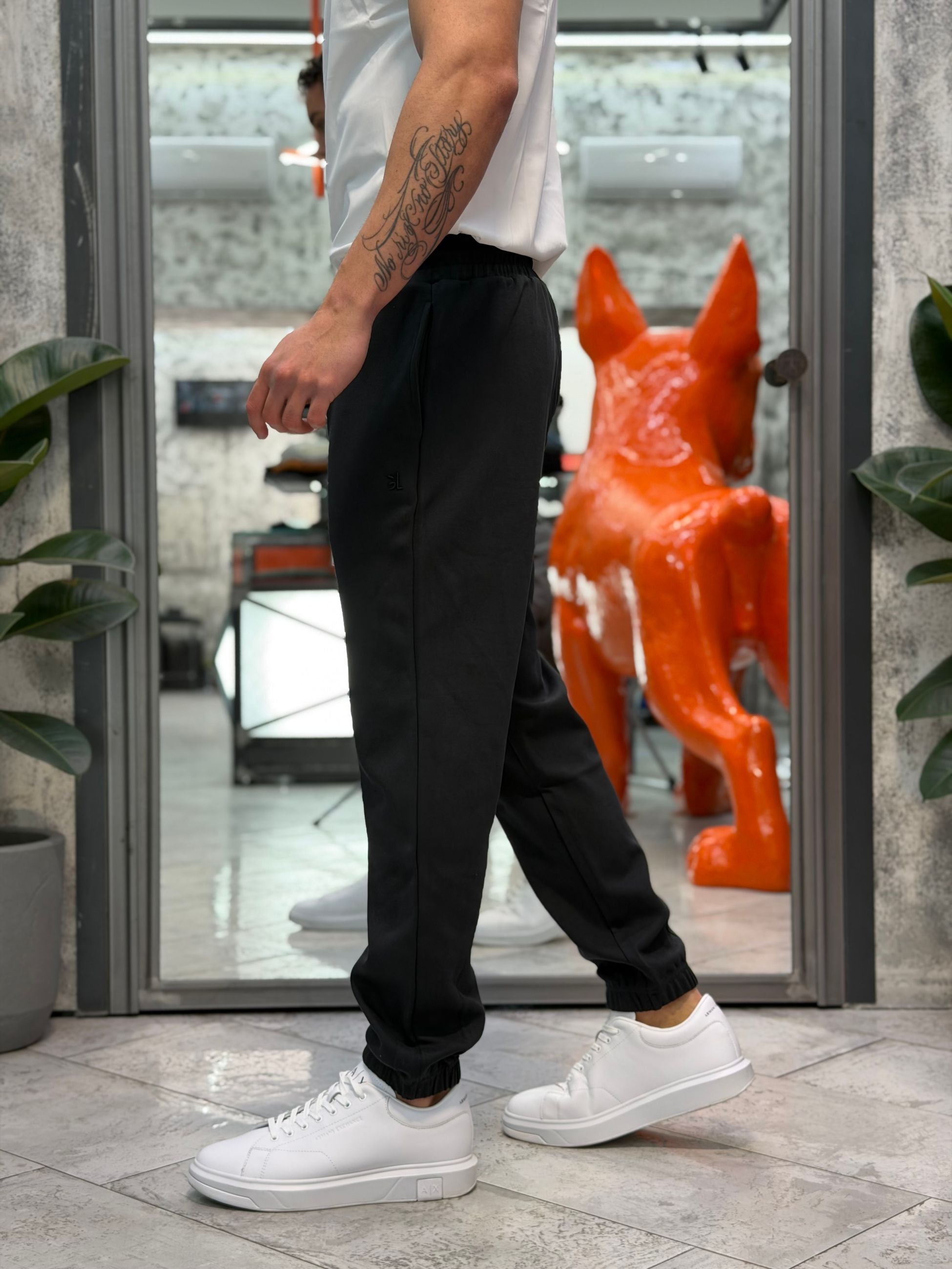 PANTALONE IN FELPA GARZATA CON COULISSE IN VITA ED ELASTICO AL FONDO - REGULAR FIT GL2126F-S26.NER