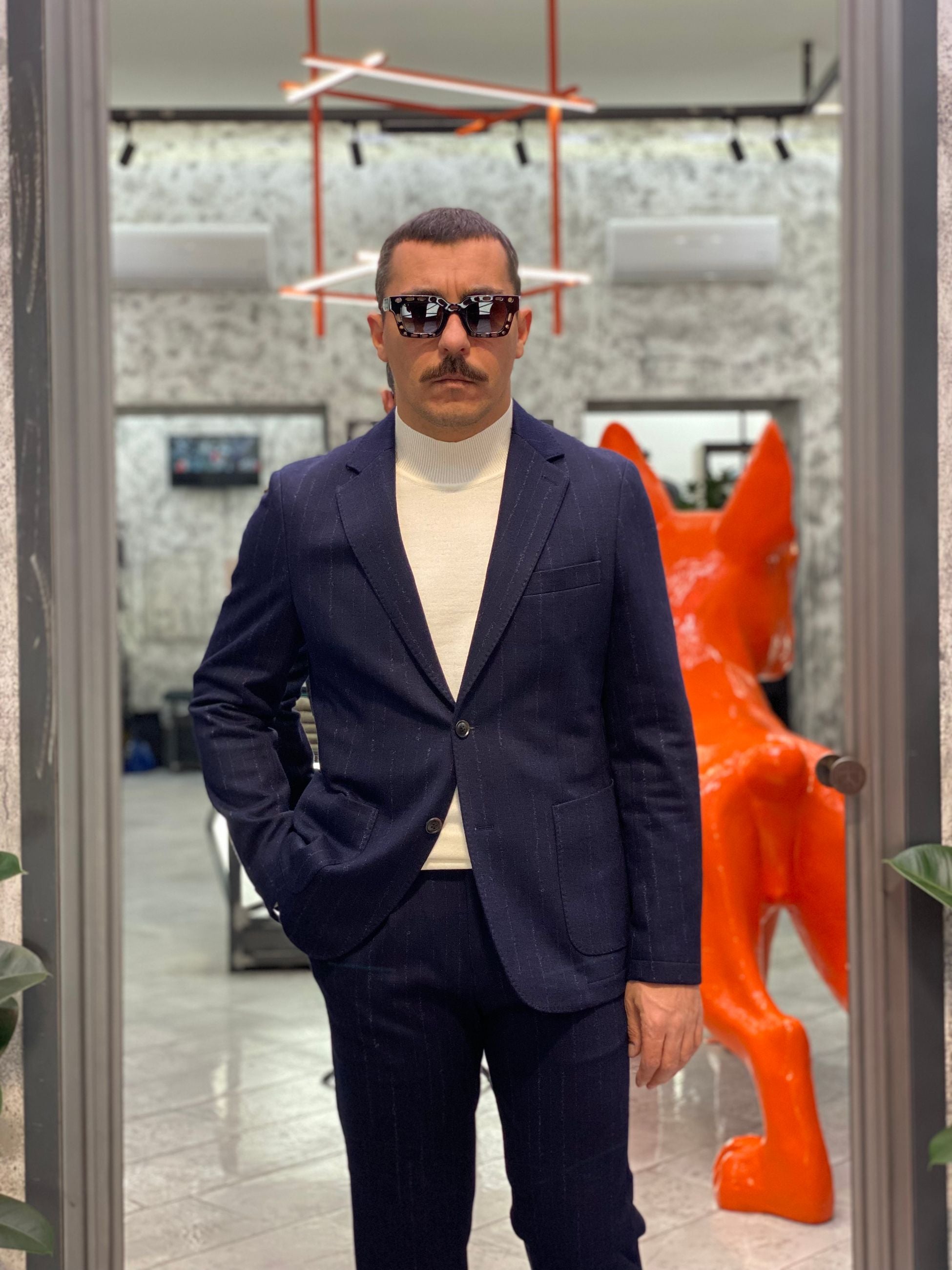 GIACCA SARTORIALE MONOPETTO DA COMPLETO IN FANTASIA GESSATO DEGRADE' - REGULAR FIT GAI1070SS.BLU