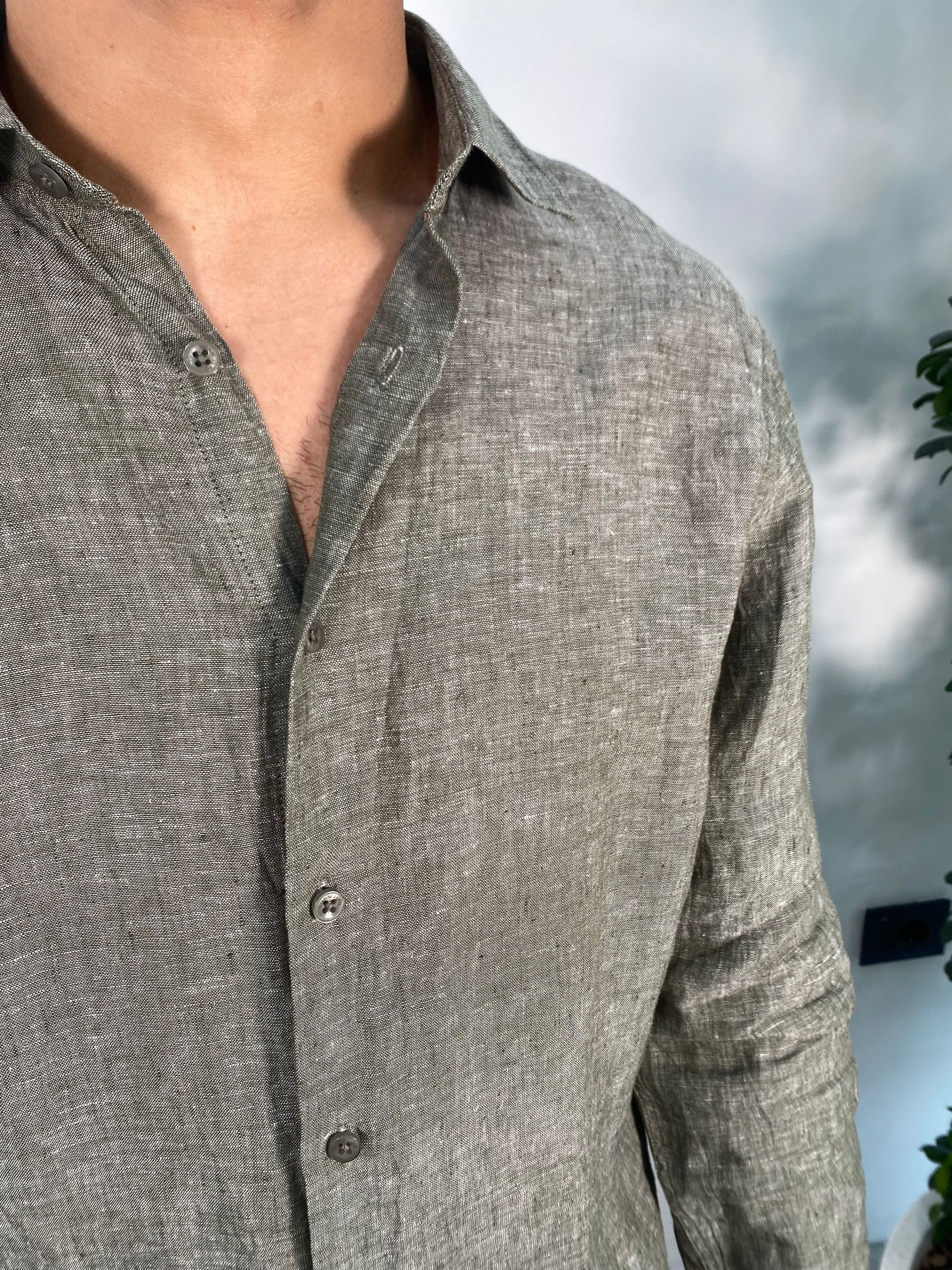 CAMICIA IN LINO FIAMMATO COLLO ALL'ITALIANA - REGULAR FIT GL7732S-S25.VMIL