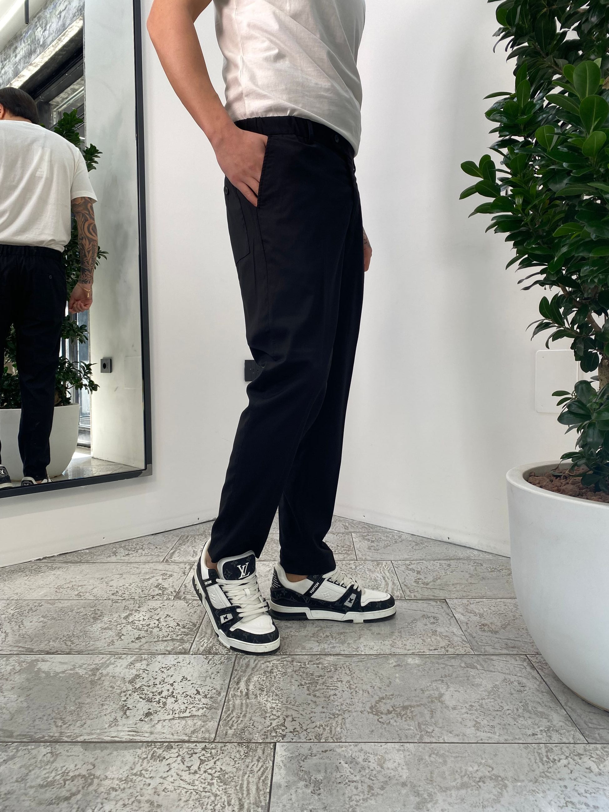 PANTALONE DA COORDINATO IN TESSUTO ELEGANTE CON COULISSE IN VITA - RELAXED FIT PSE1396SS.NER