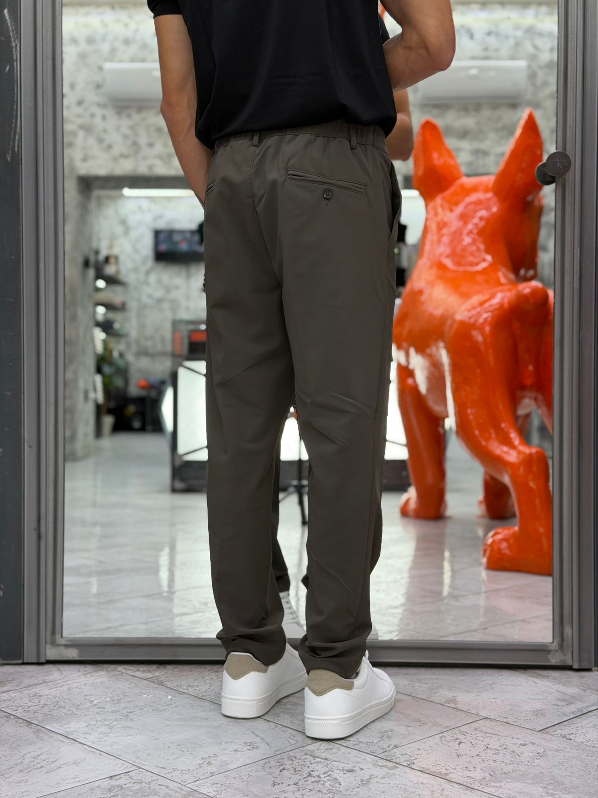 PANTALONE TECNICO CON LACCIO NO STIRO IN TESSUTO PREMIUM ELASTICIZZATO - REGULAR FIT 27W38PA PA1533.OLI