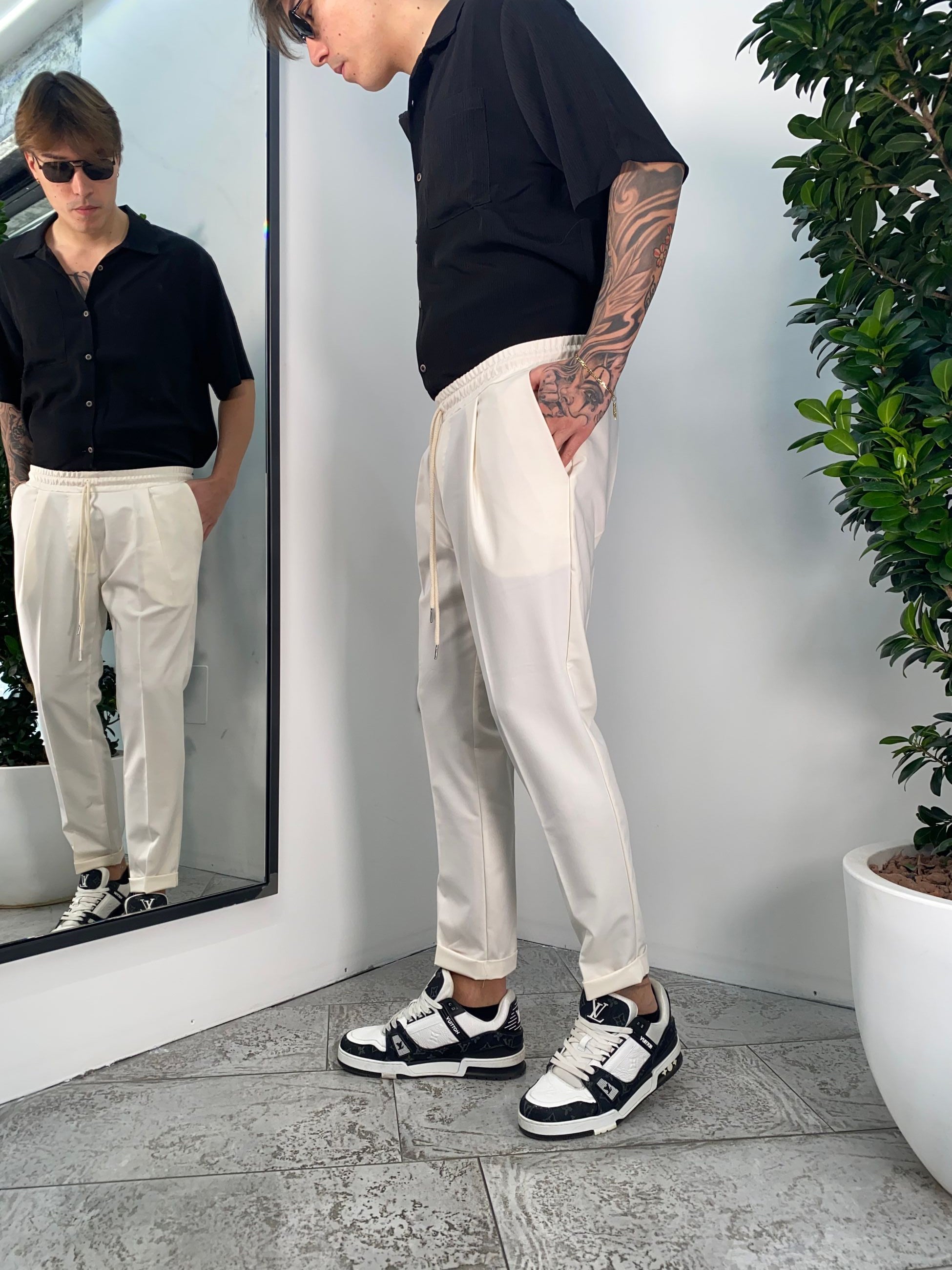 PANTALACCIO TASCA AMERICA CON RISVOLTO AL FONDO - REGULAR FIT FD253 - PA572.BUR