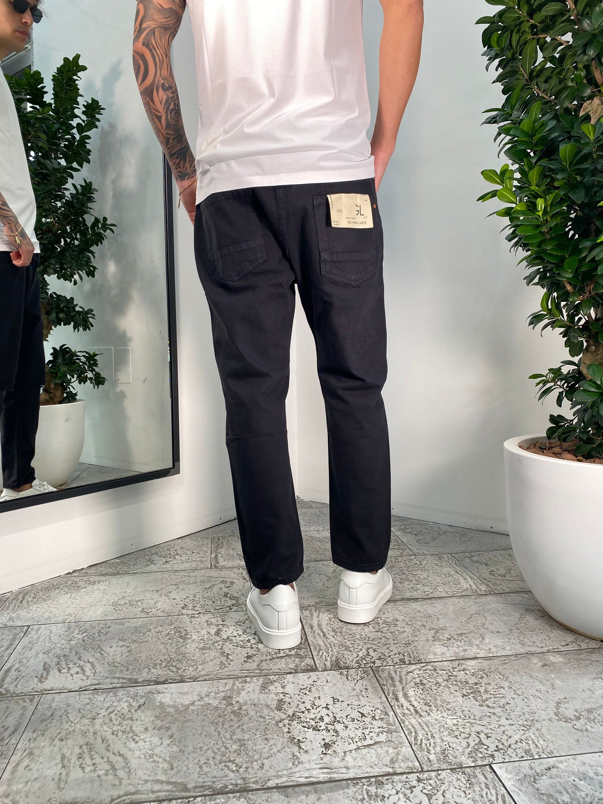 JEANS COOPER IN TELA FISSA CON STRAPPO AL GINOCCHIO - CARROT FIT GL2503YH.NER
