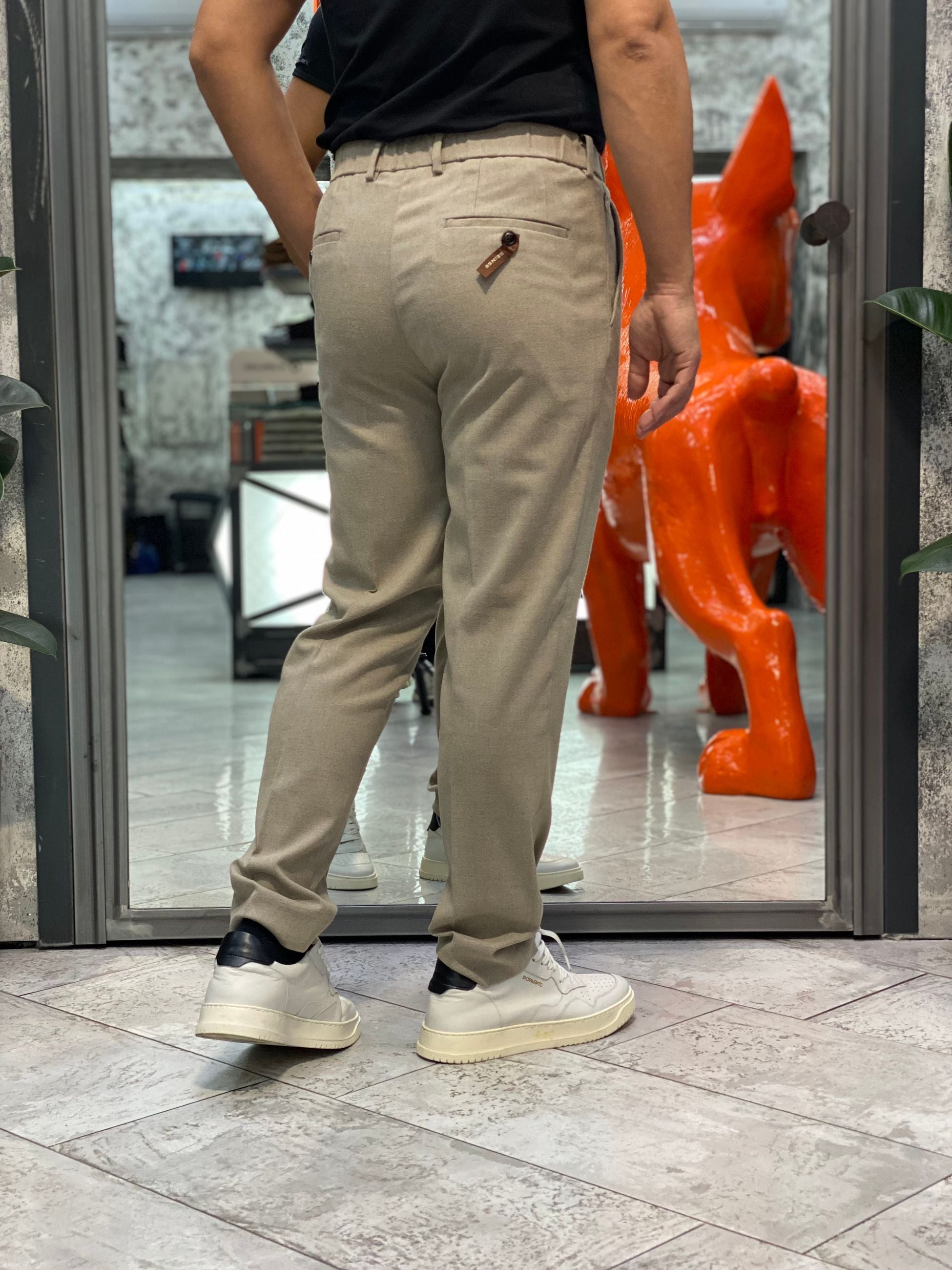 PANTALONE ELEGANTE CON TASCHE A FILO E COULISSE IN VITA - REGULAR FIT PSI1461SS.BEI