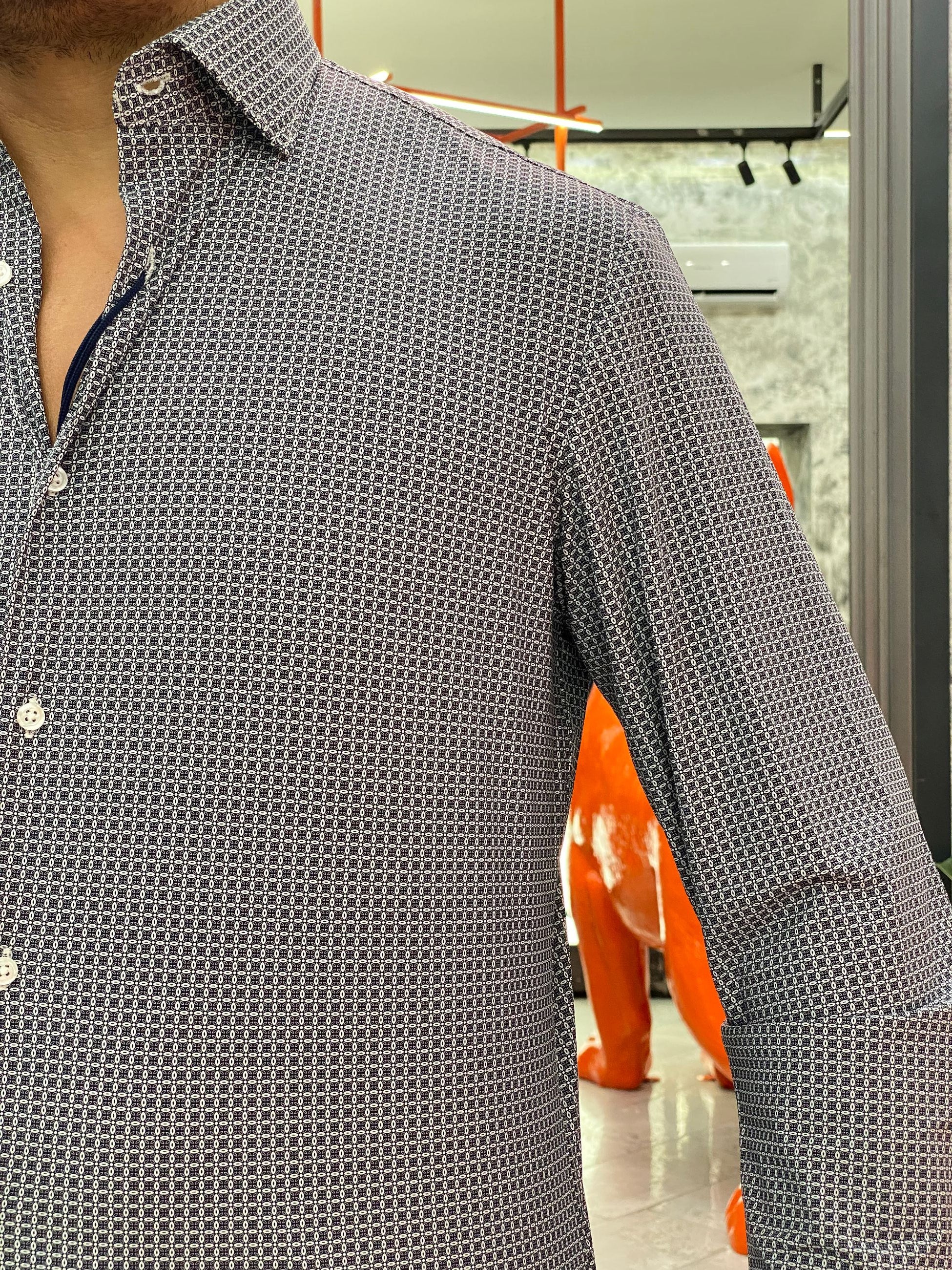 CAMICIA NO STIRO IN TESSUTO PREMIUM MICRO FANTASIA - REGULAR FIT FIO4034NY.NER