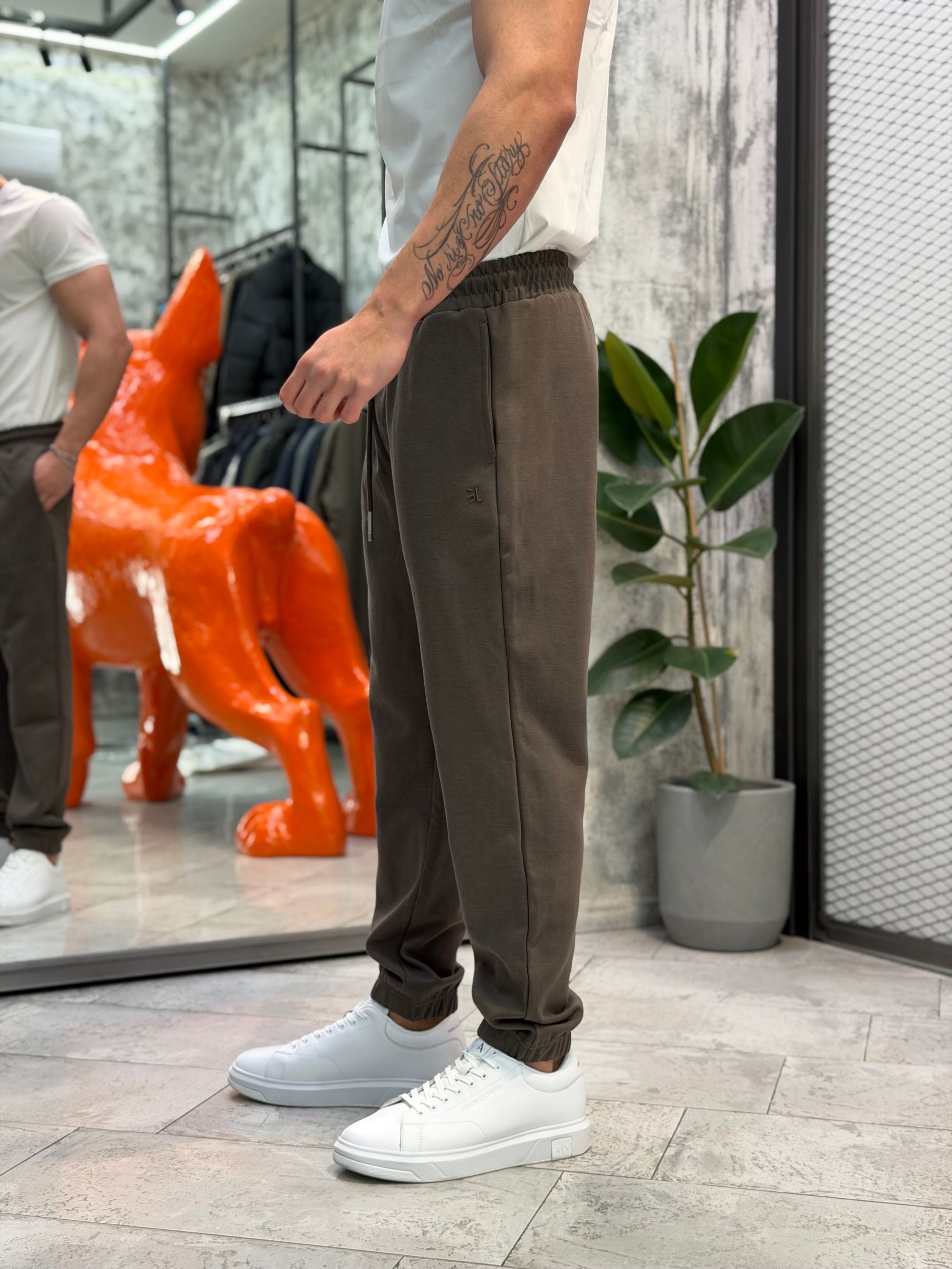 PANTALONE IN FELPA GARZATA CON COULISSE IN VITA ED ELASTICO AL FONDO - REGULAR FIT GL2126F-S26.MOR