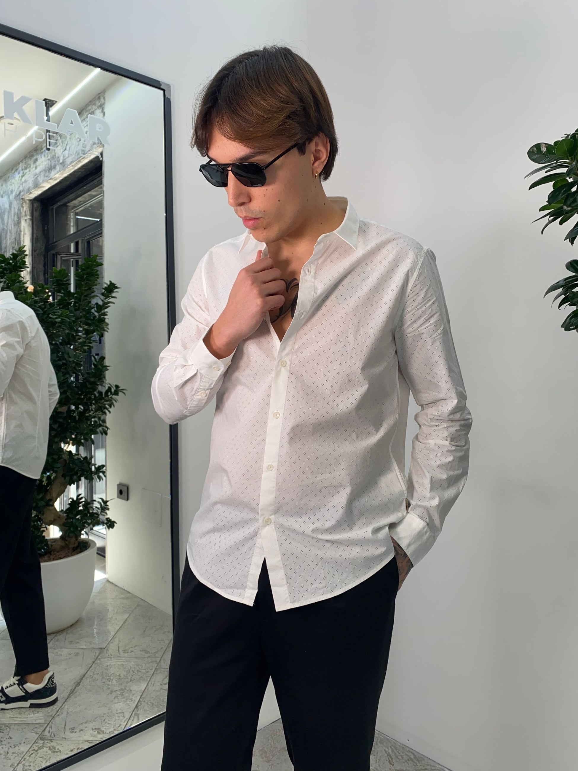 CAMICIA TRAFORATA IN 100% COTONE - REGULAR FIT GL111DA.BIA