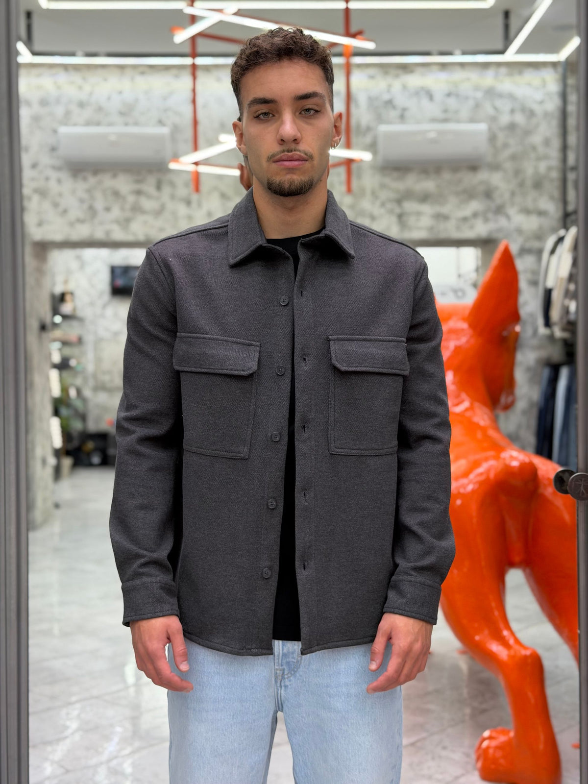 OVERSHIRT IN CALDO COTONE CON TASCONI A TOPPA - COMFORT FIT GL607PA.DGR
