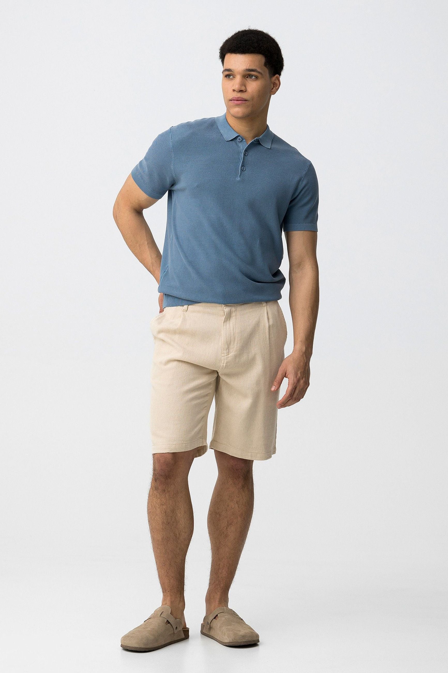 BERMUDA HUDSON IN MISTO LINO/COTONE - REGULAR FIT 10064834.BEI