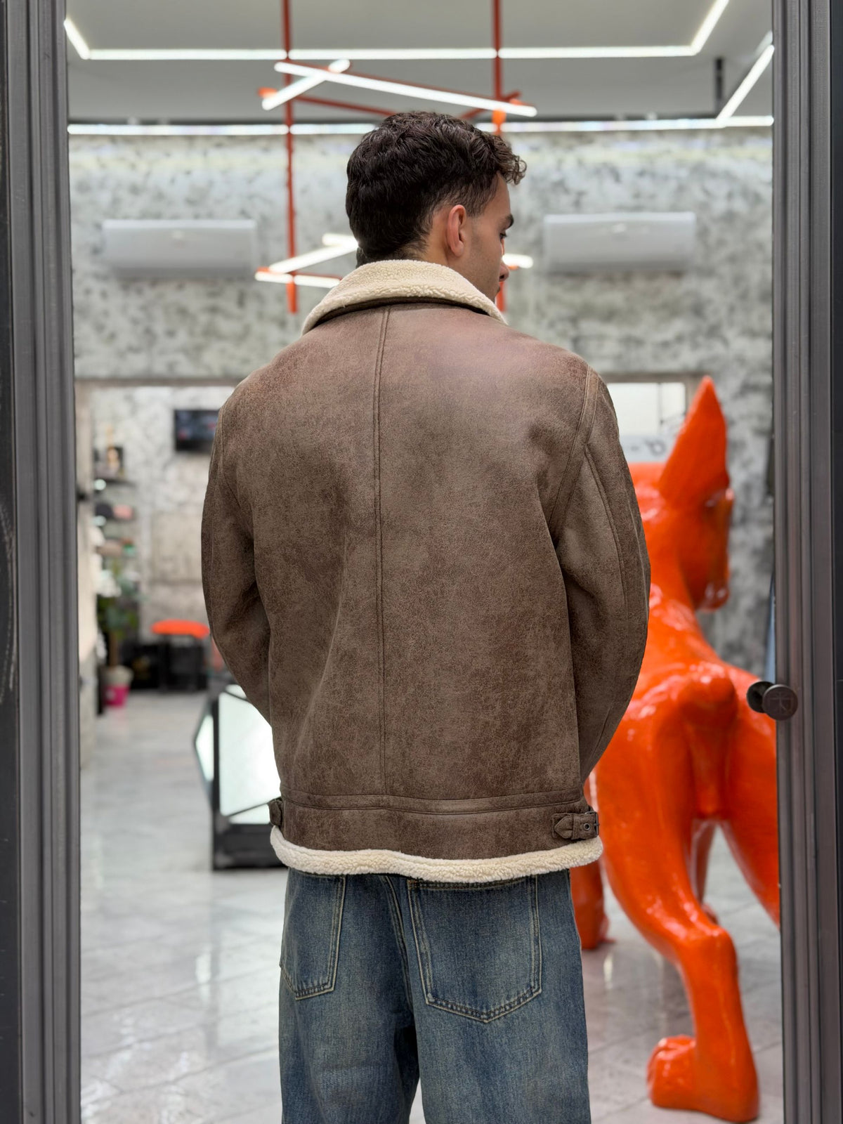ECOMONTONE EFFETTO MARMORIZZATO CON MAXI COLLO E POLSINI IN CONTRASTO - REGULAR FIT GBI1177SS.FAN