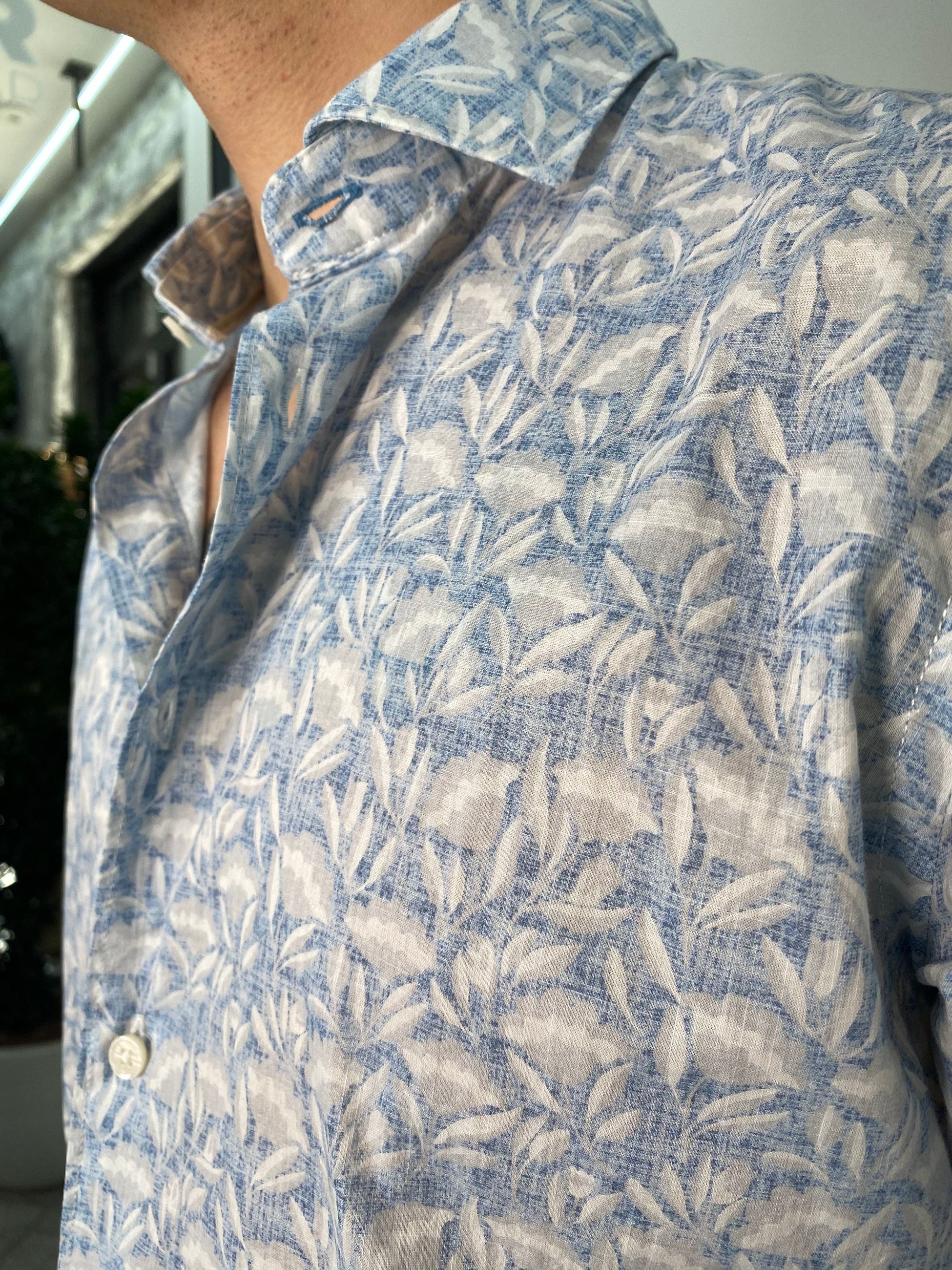 CAMICIA FANTASIA IN 100% COTONE EXTRA LIGHT - REGULAR FIT FIO3769.LTBLUE