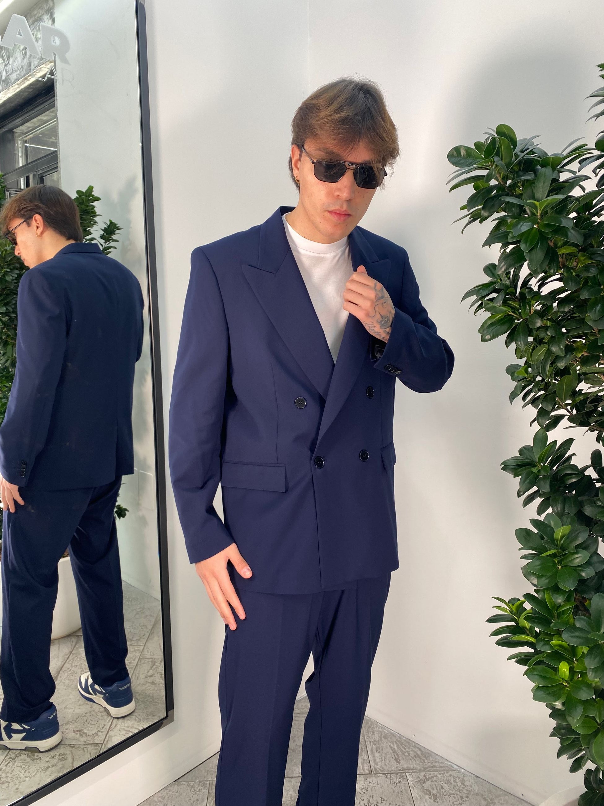 GIACCA DOPPIOPETTO DA ABITO IN POLIVISCOSA CON REVER A LANCIA - OVER FIT GIA3220.BLU