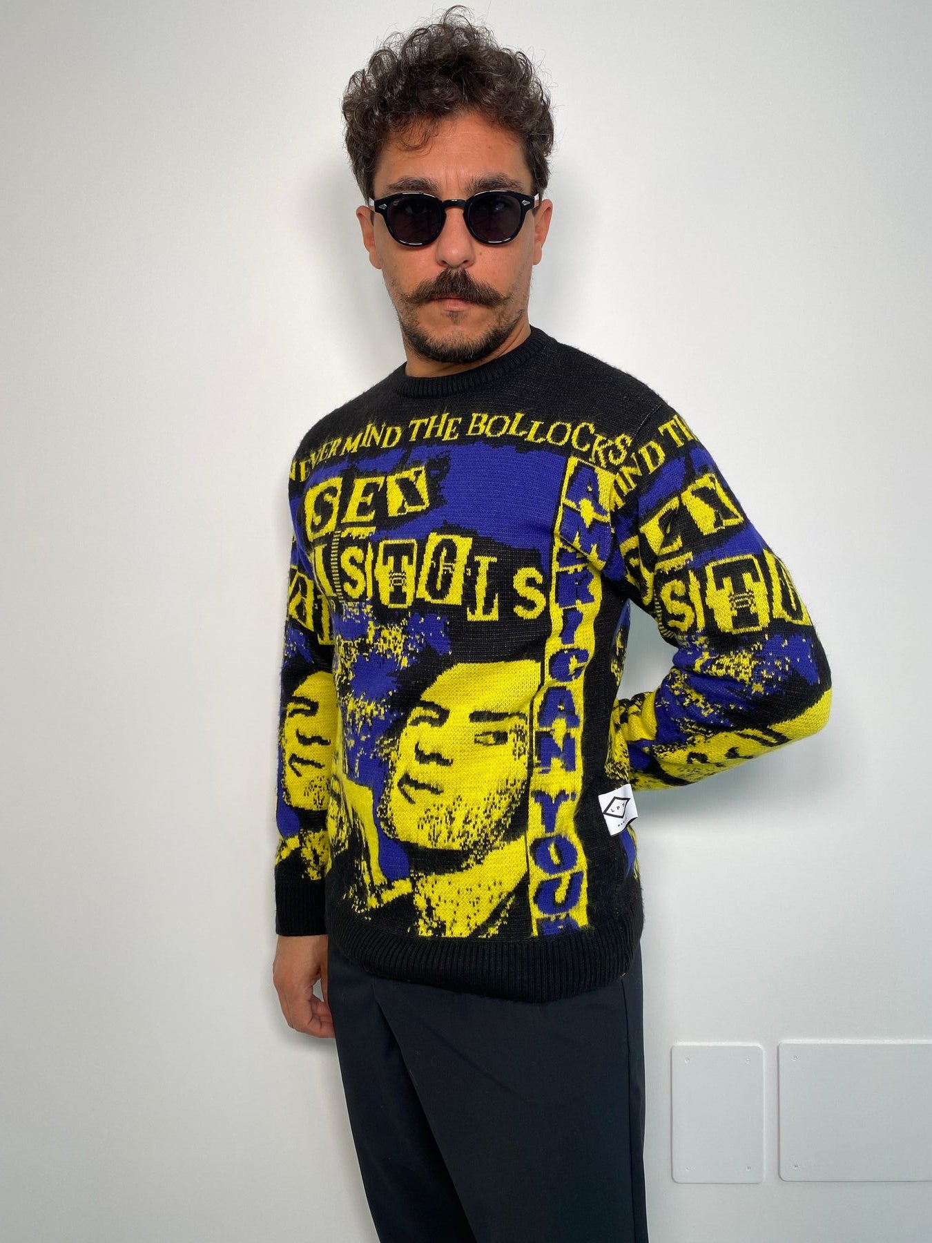 MAGLIA GIROCOLLO IN MISTO LANA CON TRAMA MANIFESTO SEX PISTOLS - REGULAR FIT