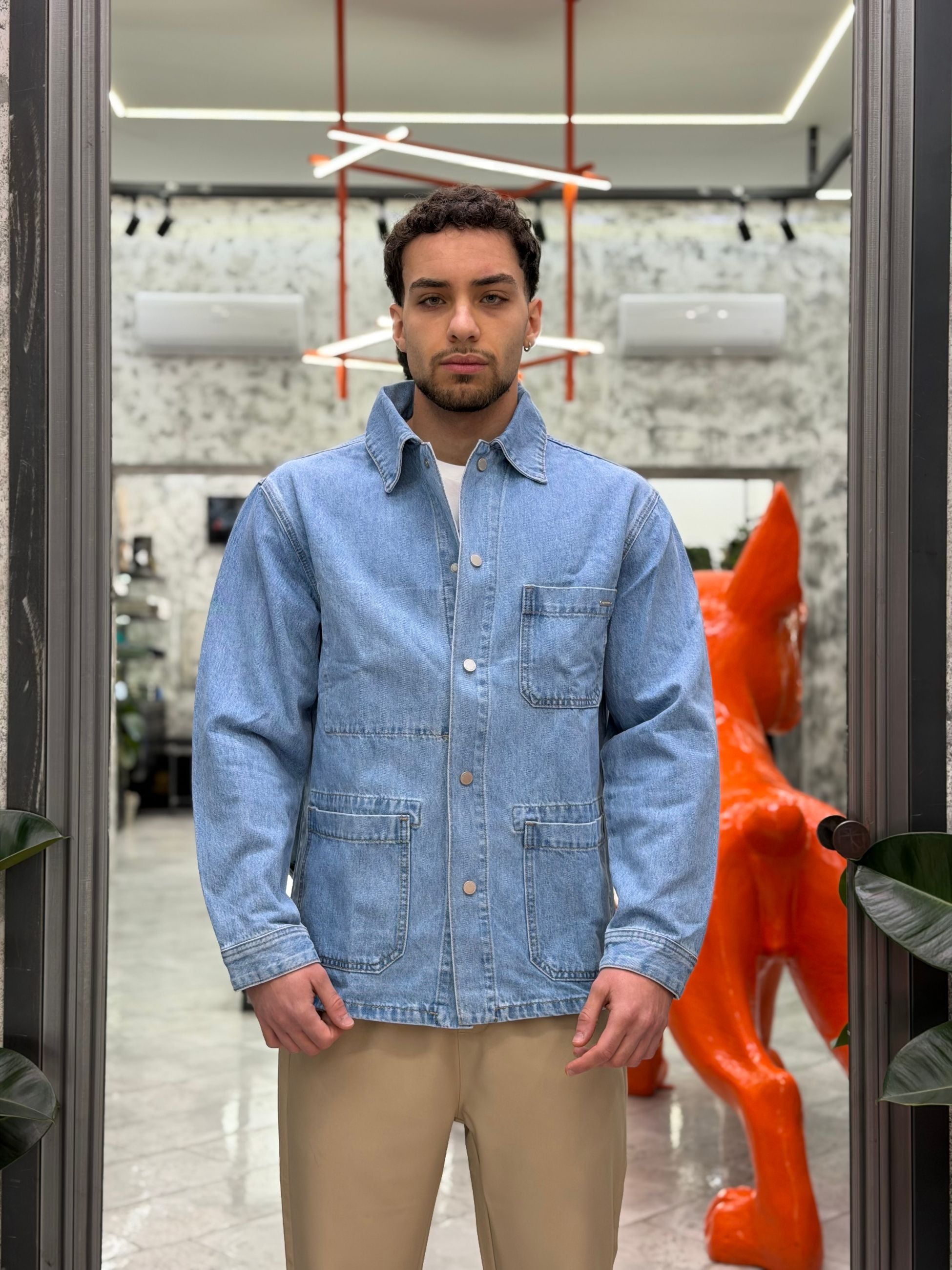OVERSHIRT IN DENIM TAGLIO GIACCA CON TASCHE A TOPPA - REGULAR FIT GL2532YH.DEN
