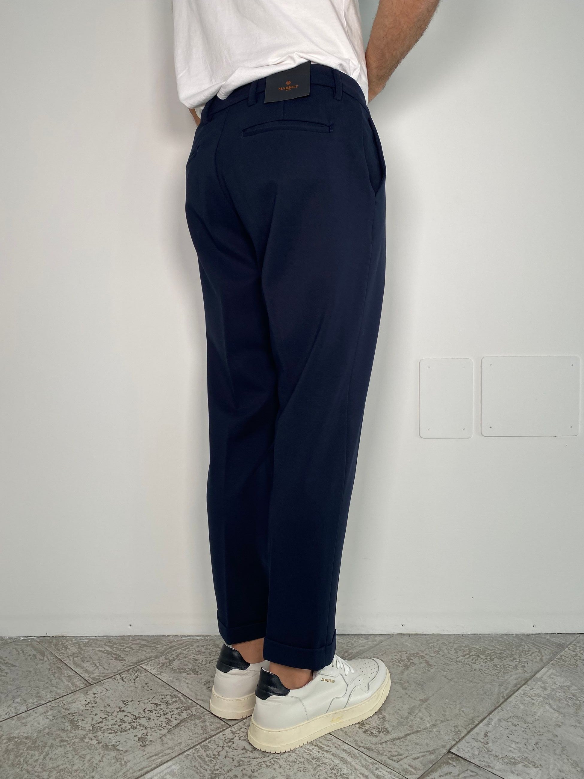 PANTALONE PUNTO MILANO CON TASCHE A FILO - CROPPED CARROT FIT