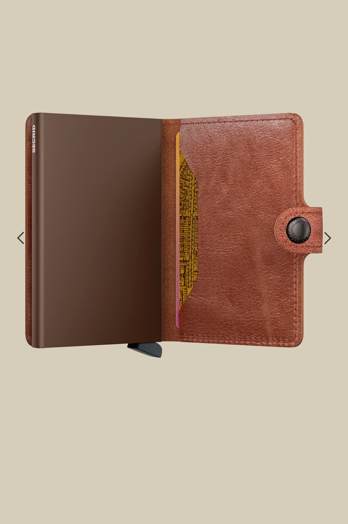 MINIWALLET PORTA CARTE E BANCONOTE IN MORBIDA PELLE VINTAGE CON CUCITURE IN CONTRASTO MV-COGNAC-BROWN