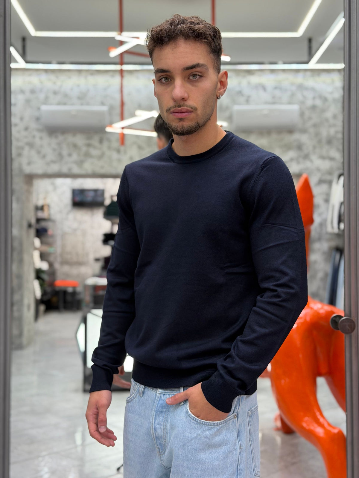 MAGLIA GIROCOLLO FINEZZA 12 IN MORBIDA VISCOSA - SLIM FIT MK20010-26.BLU