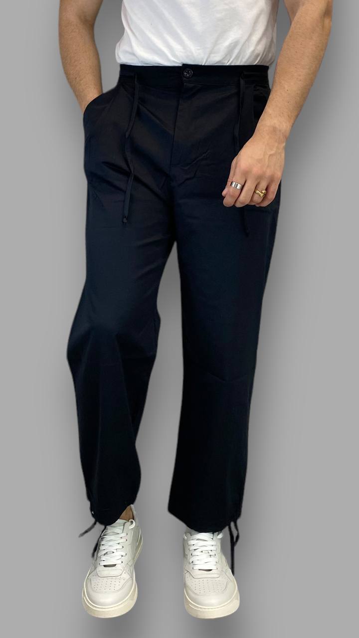 PANTALACCIO CON PINCES E LACCI ALLA CAVIGLIA REGOLABILI - RELAXED FIT