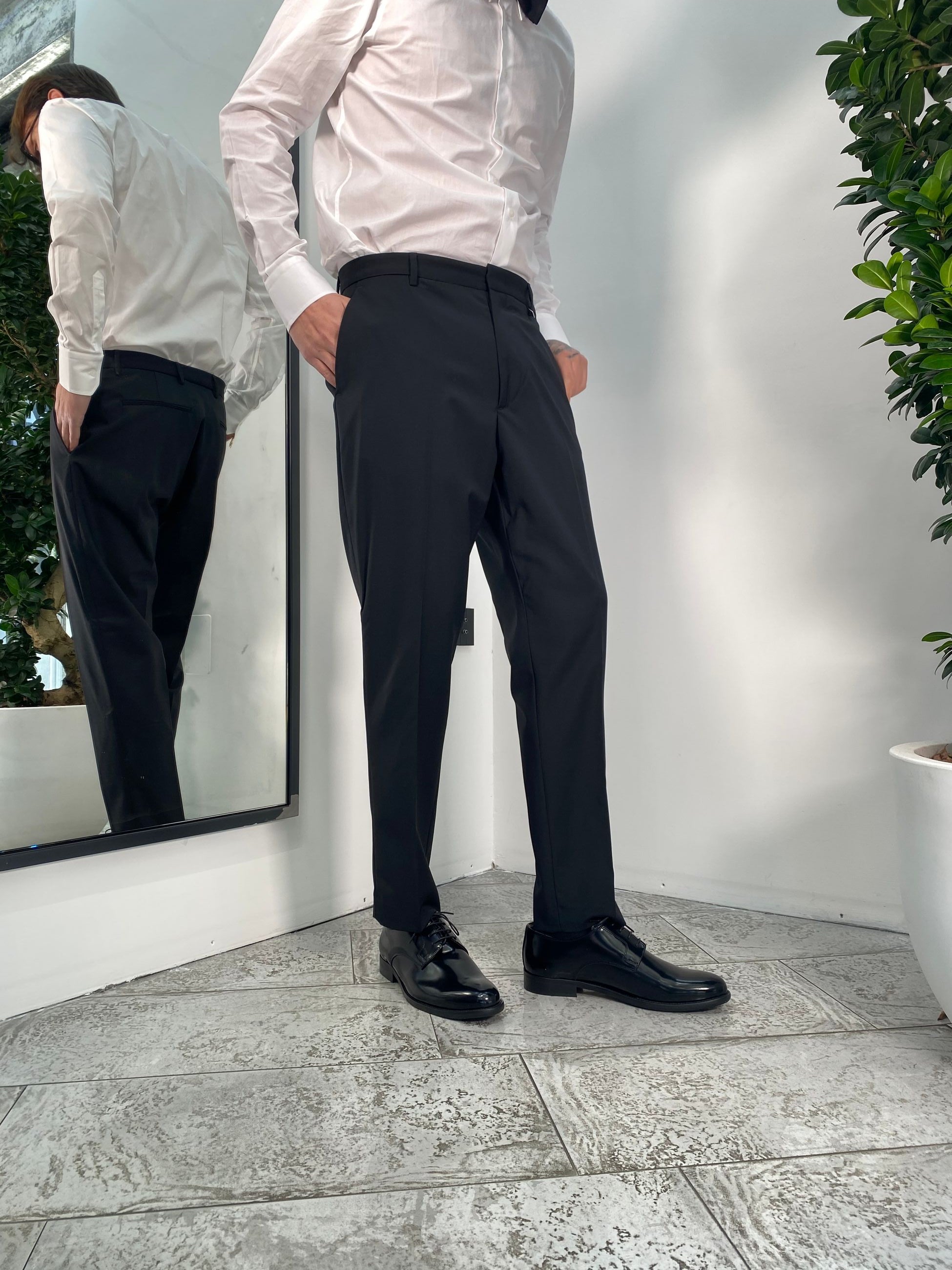 PANTALONE TASCA AMERICA DA ABITO IN FRESCO LANA - REGULAR FIT PA3234.NER