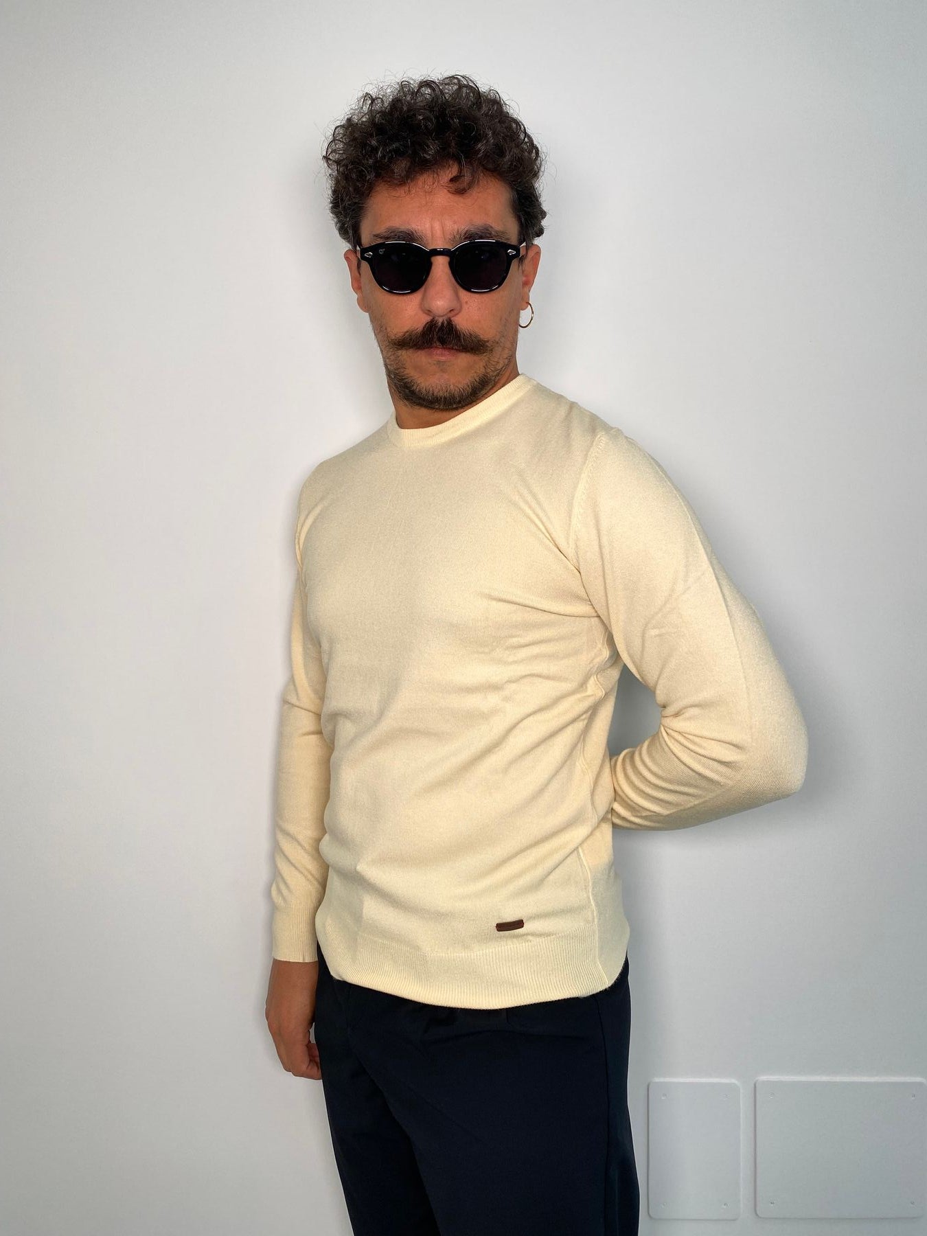 MAGLIA GIROCOLLO BASIC IN MISTO VISCOSA - SLIM FIT