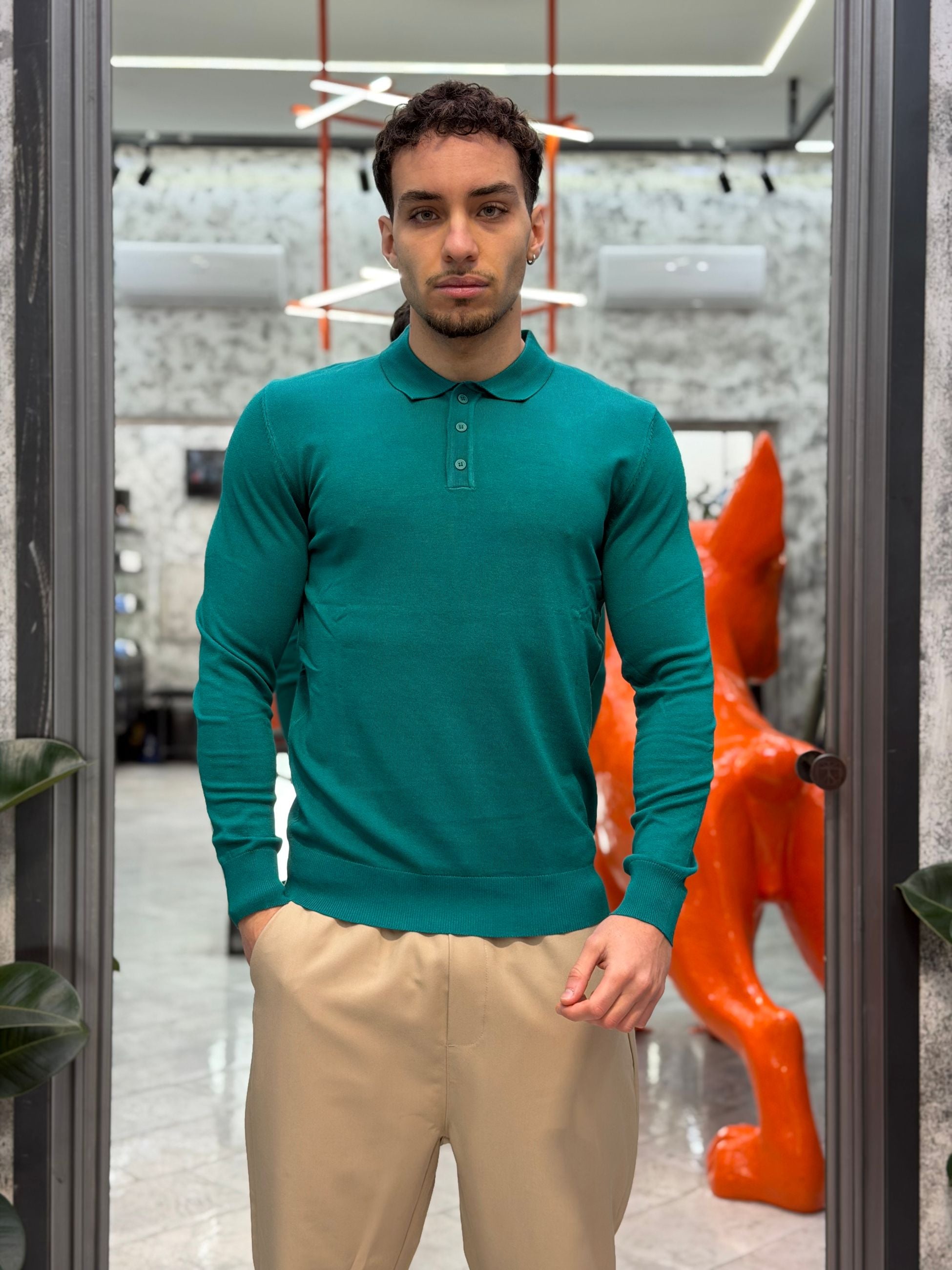 POLO IN FILO MANICA LUNGA 3 BOTTONI - REGULAR FIT GL33762-S26.SME