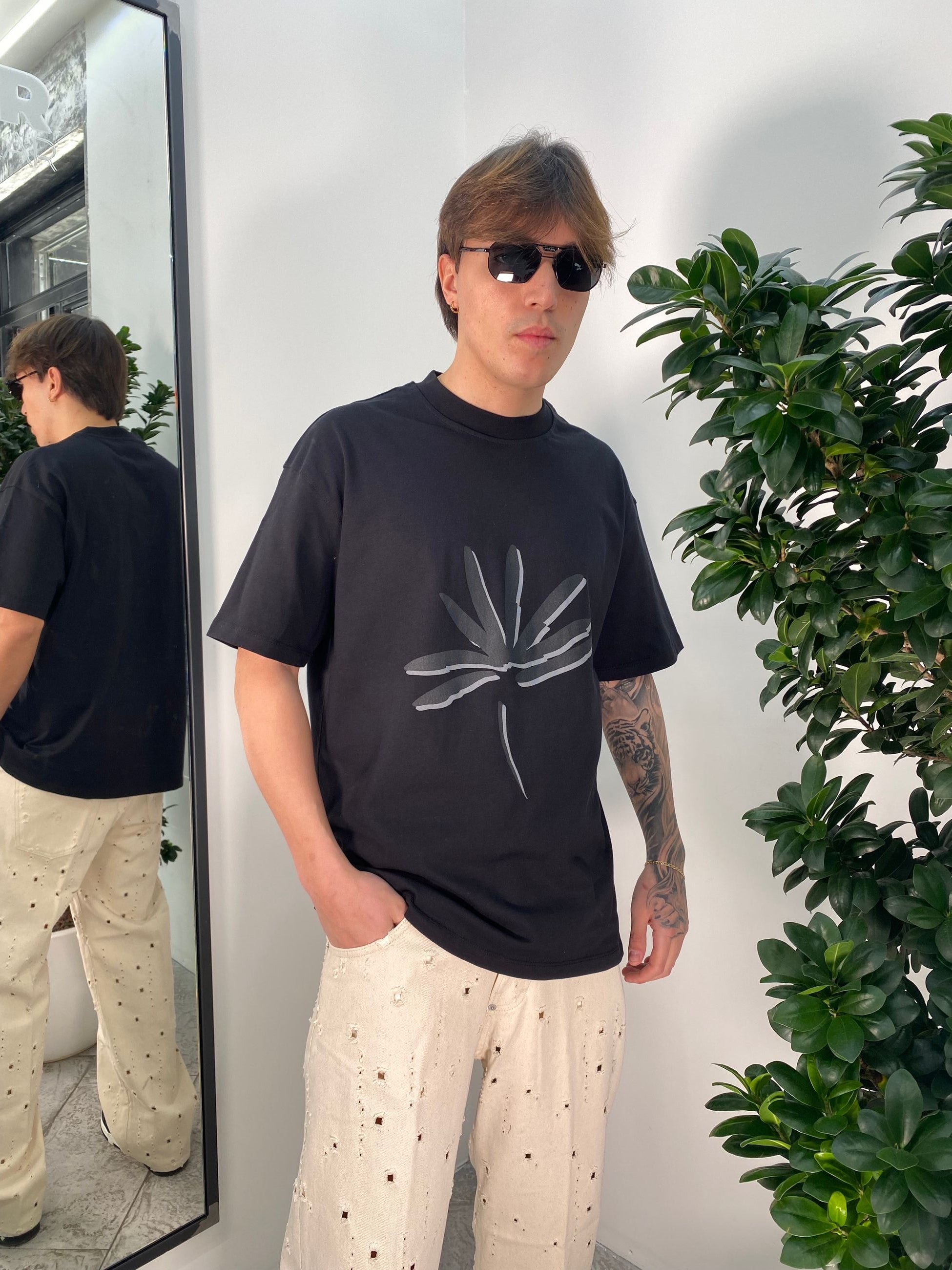 T-SHIRT OVERSIZE CON STAMPA IN 100% COTONE TS3325.NER