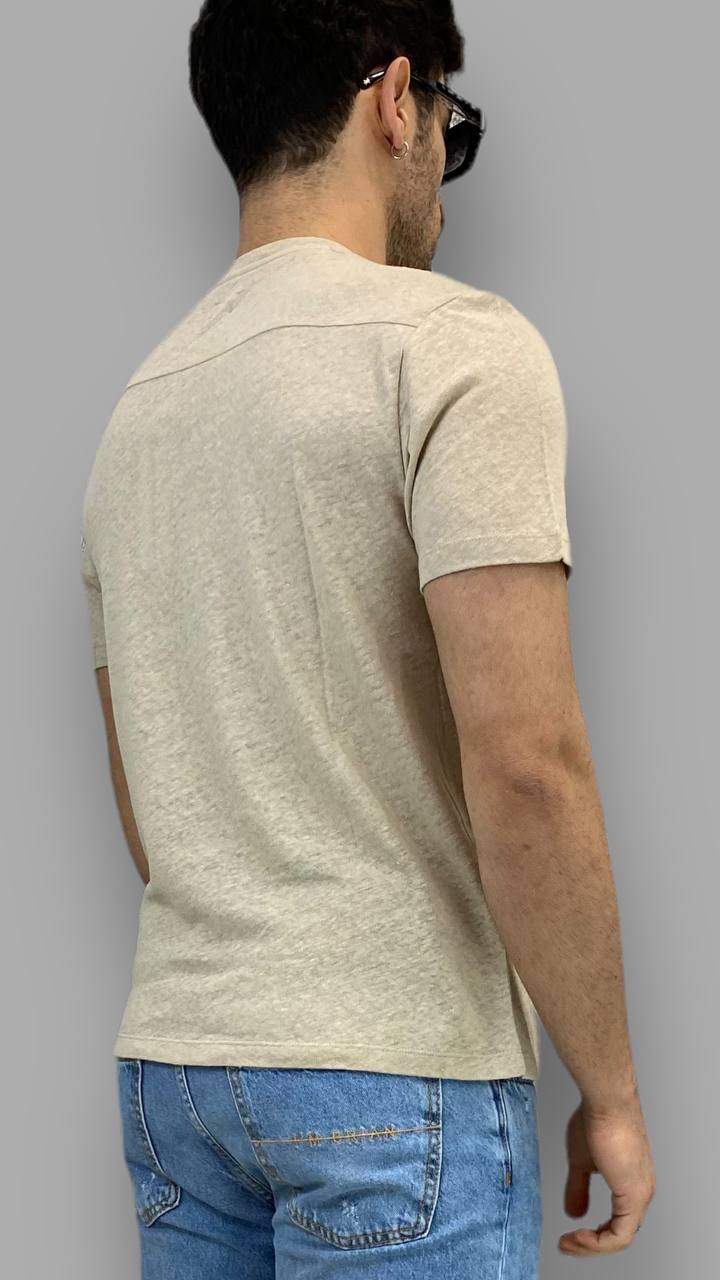T-SHIRT IN 100% LINO CON FINTO TASCHINO IN CORDA - REGULAR FIT