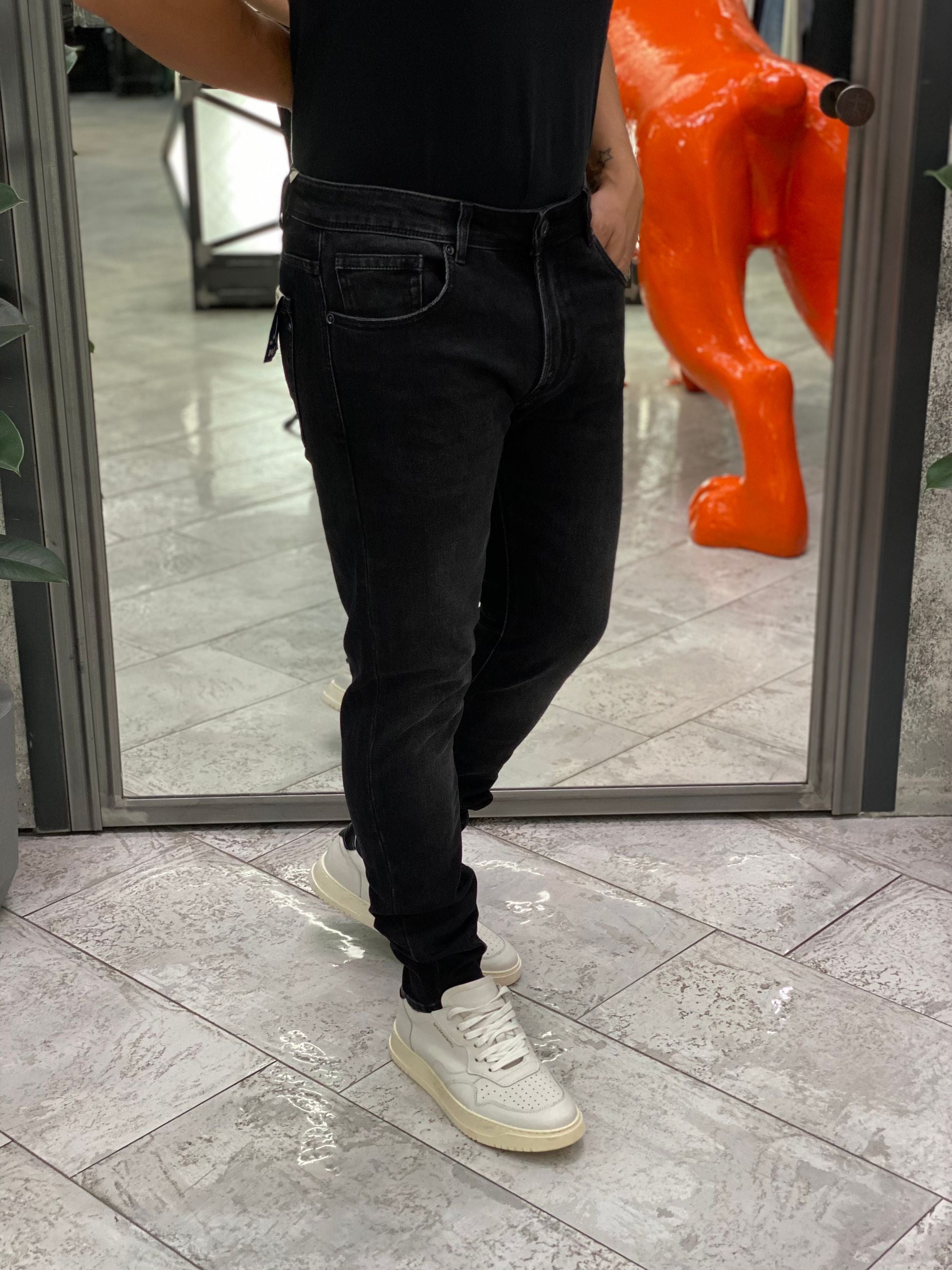 JEANS KEVIN 5 TASCHE IN TELA ELASTICIZZATA BLACK WASH - SKINNY FIT GL6303Q-F25