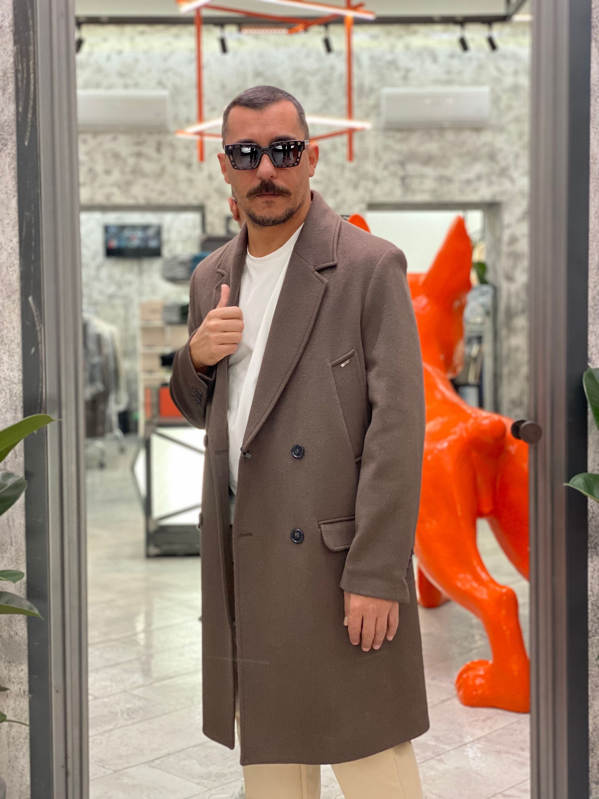 CAPPOTTO DOPPIOPETTO OVERSIZE IN MISTO LANA CON TASCHE A PATTINA - RELAXED FIT GN21798.COR