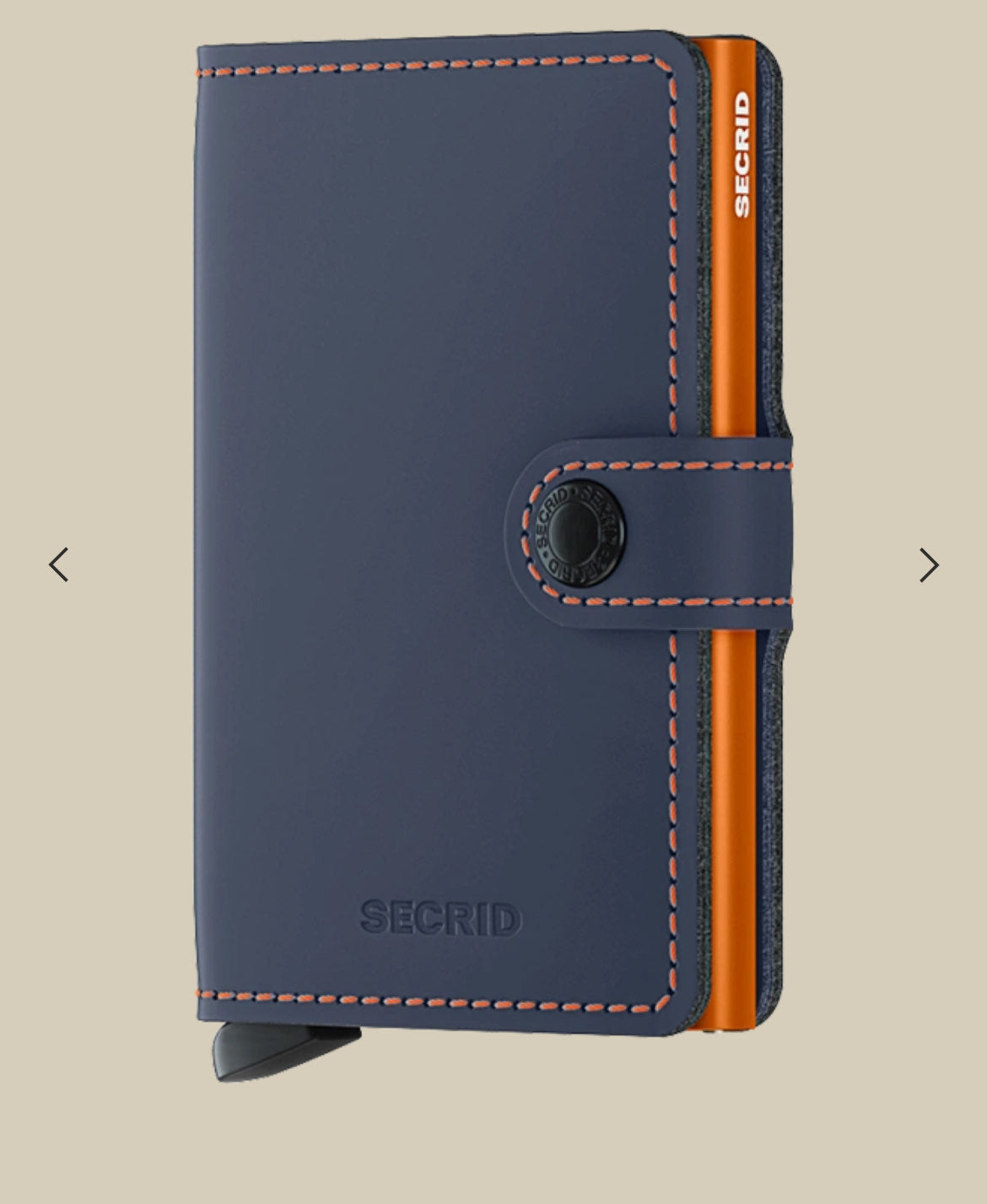 MINIWALLET PORTA CARTE E BANCONOTE IN MORBIDA PELLE OPACA CON CUCITURE IN CONTRASTO MM-NIGHTBLUE&ORANGE
