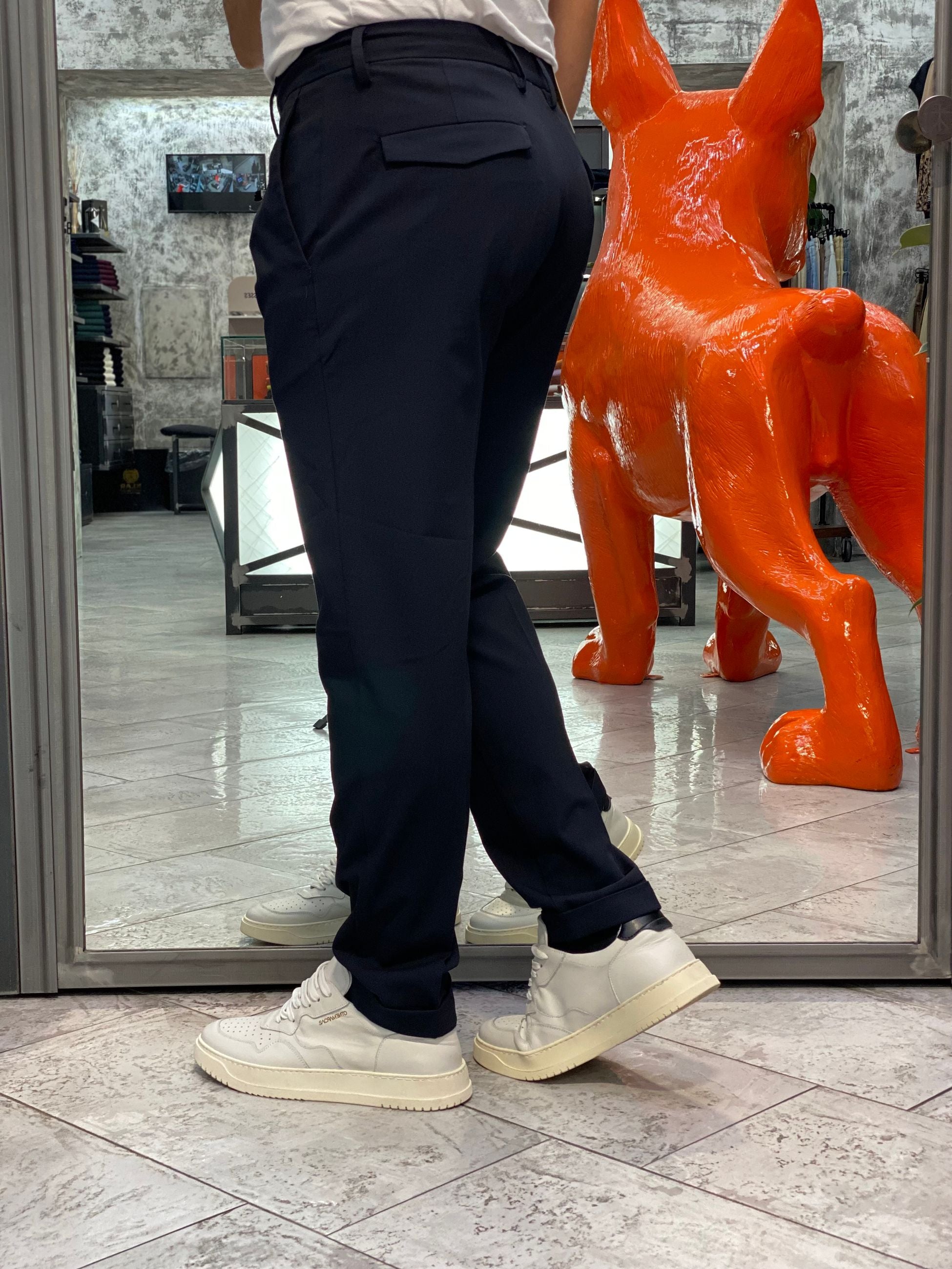 PANTALONE DA COMPLETO CON PINCE IN FLANELLA PETTINATA - REGULAR FIT MK9950136.BLU