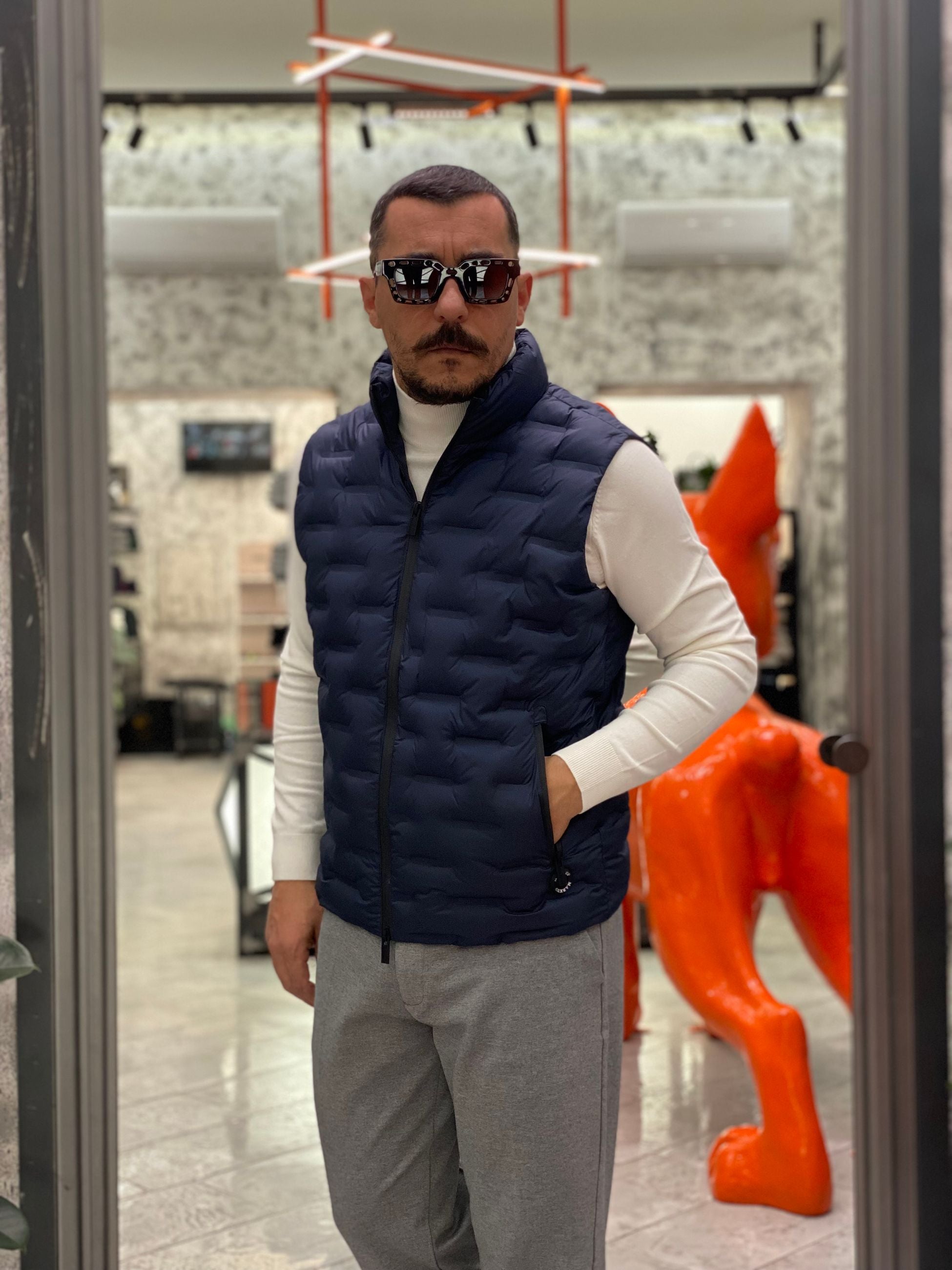 GIUBBINO SMANICATO LUPETTO TRAPUNTATO IN TESSUTO SOFTSHELL STRETCH - REGULAR FIT MK9940026.BLU